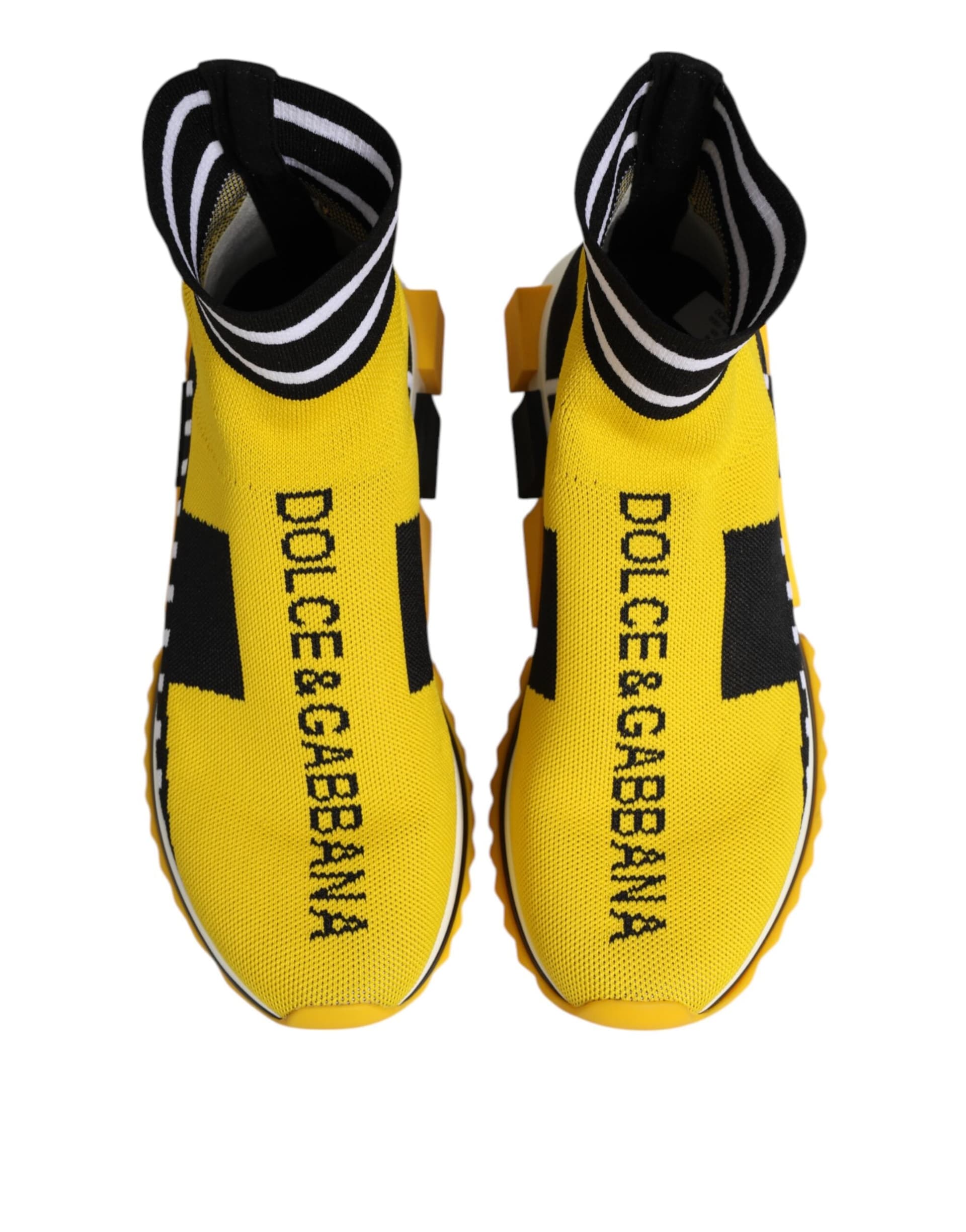 Dolce & Gabbana Yellow Black Sorrento Socks Sneakers Shoes - 2
