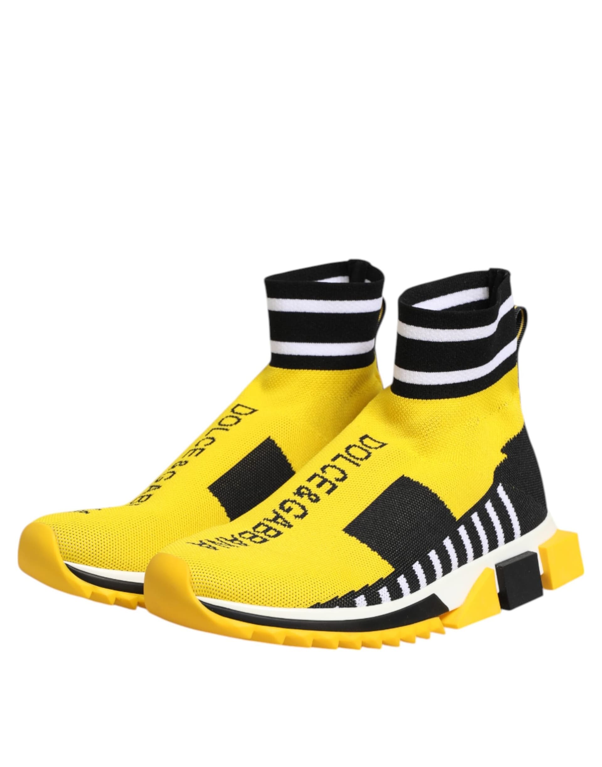 Dolce & Gabbana Yellow Black Sorrento Socks Sneakers Shoes - 3