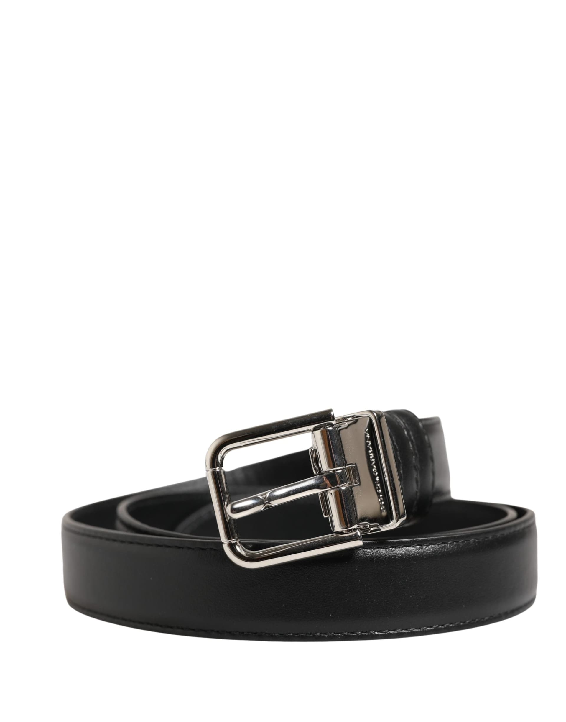 Dolce & Gabbana Men Black Classic Leather Metal Buckle Belt - 2
