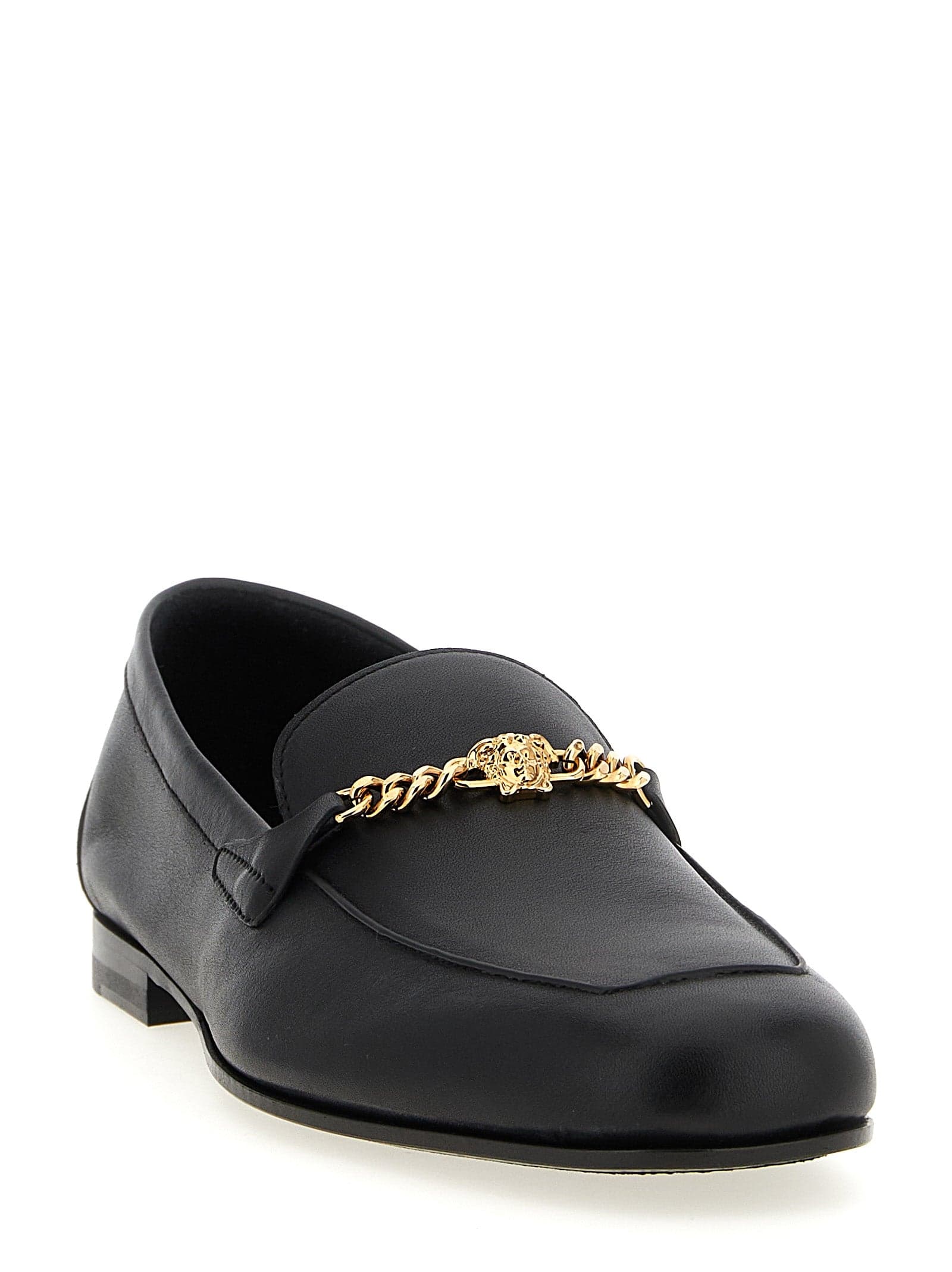 Versace Black Calfskin Slip-On Loafers - 2
