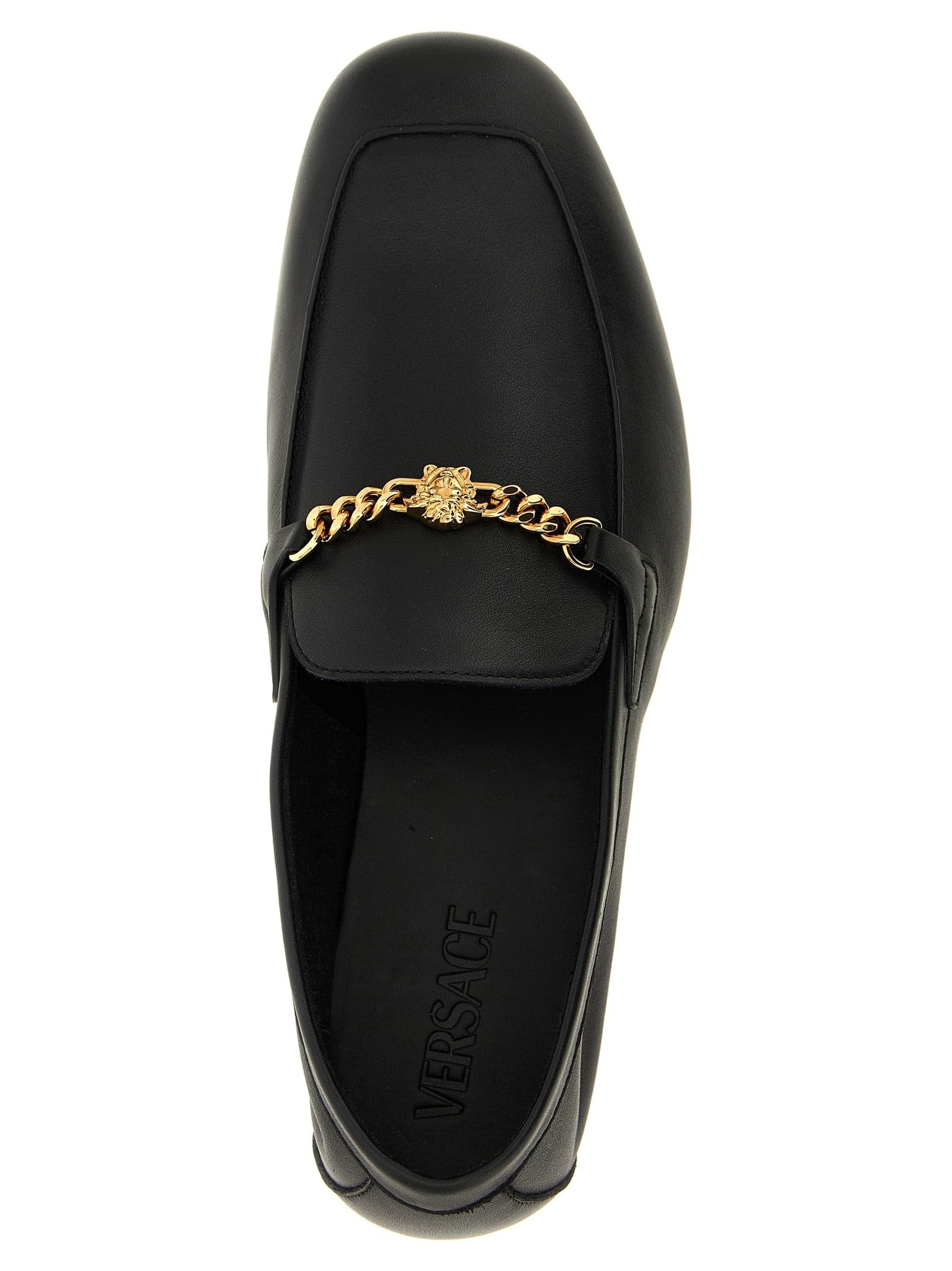 Versace Black Calfskin Slip-On Loafers - 4