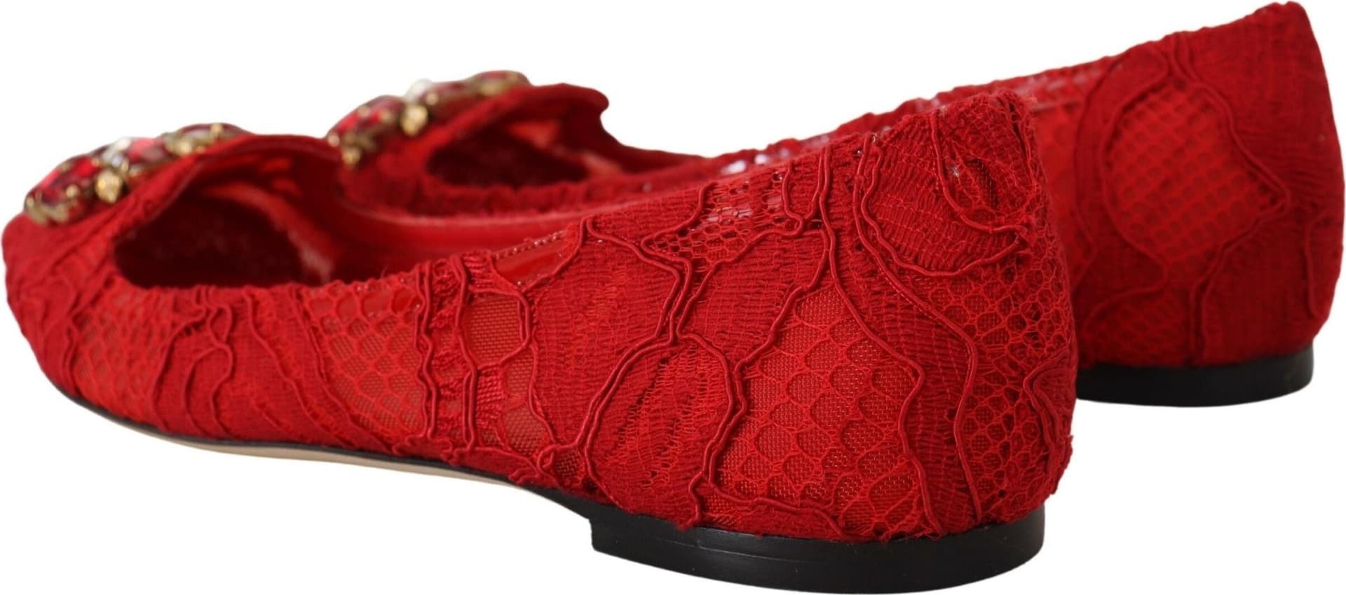 Dolce & Gabbana Red Taormina Crystals Loafers Flats Shoes - 5