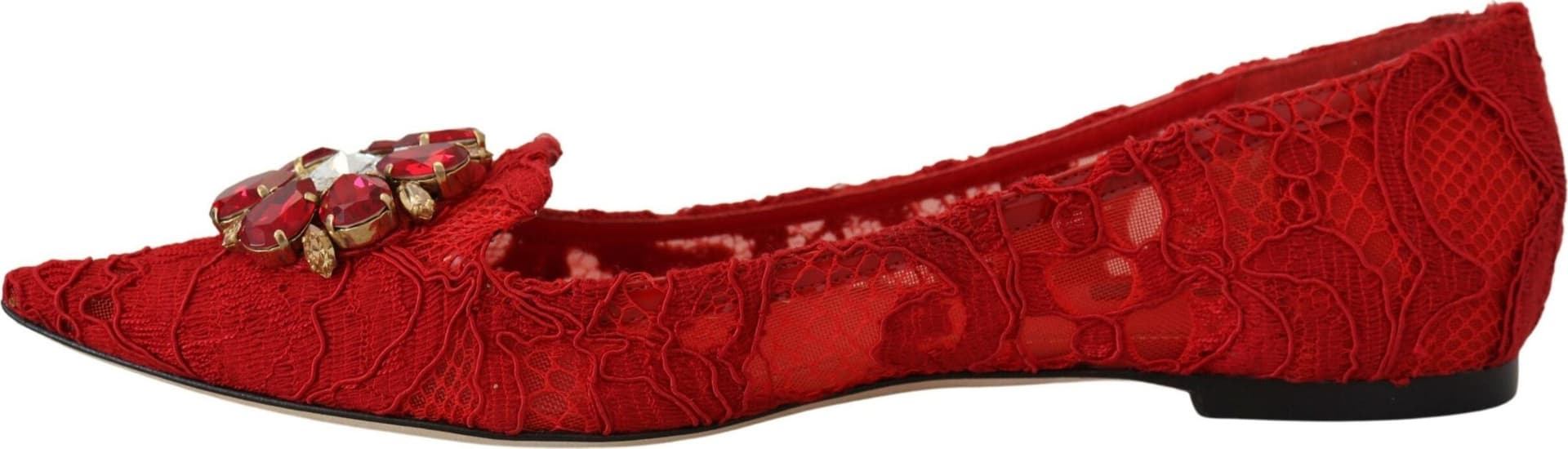 Dolce & Gabbana Red Taormina Crystals Loafers Flats Shoes - 6