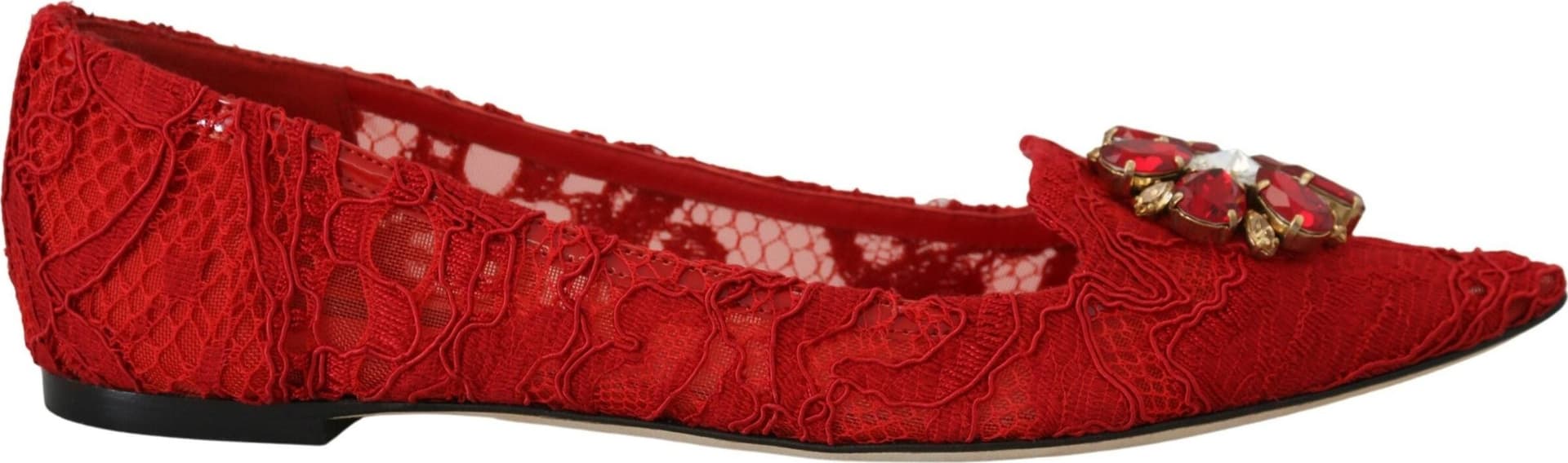 Dolce & Gabbana Red Taormina Crystals Loafers Flats Shoes - 8