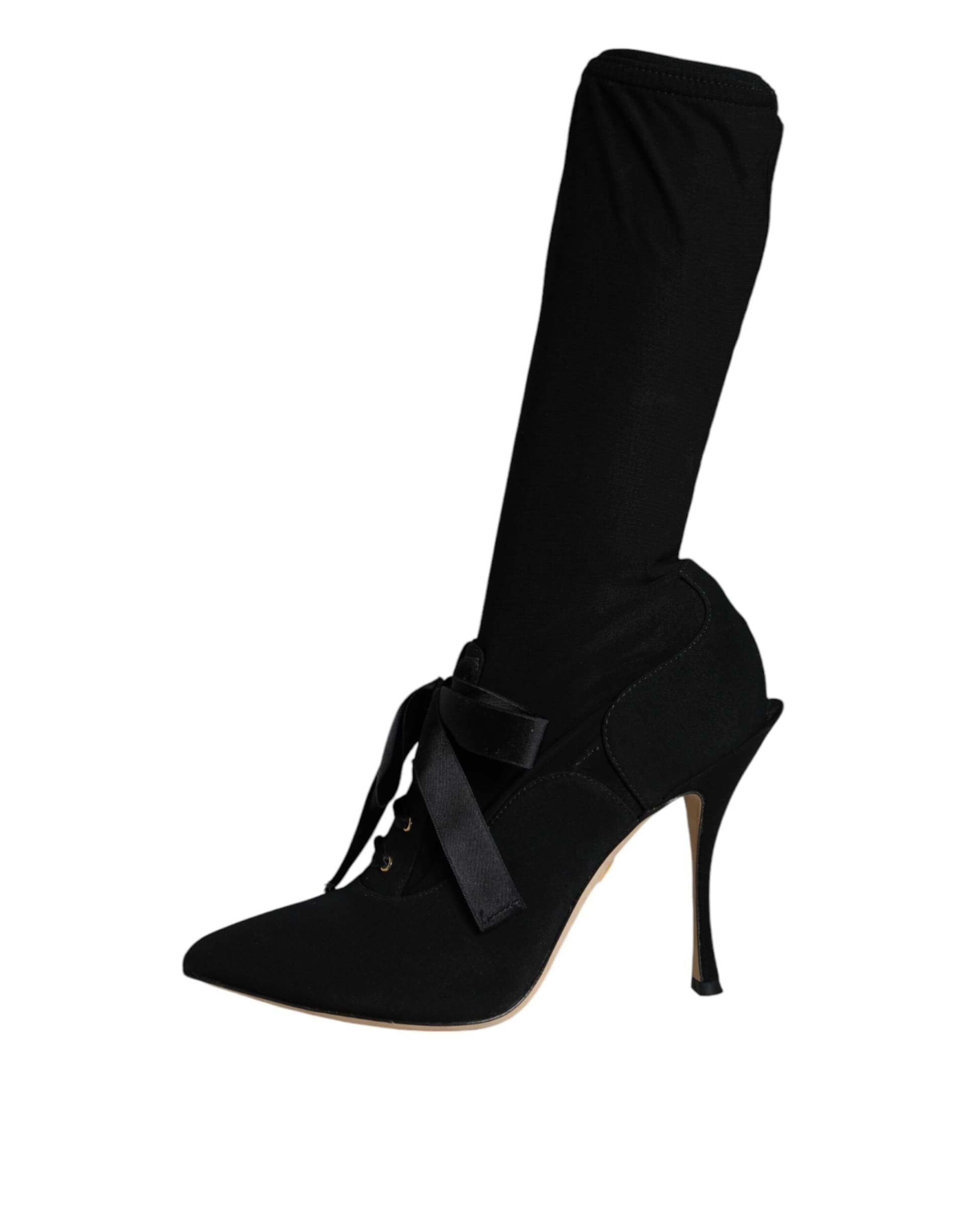 Dolce & Gabbana Black Stiletto Heels Mid Calf Boots Shoes - 4
