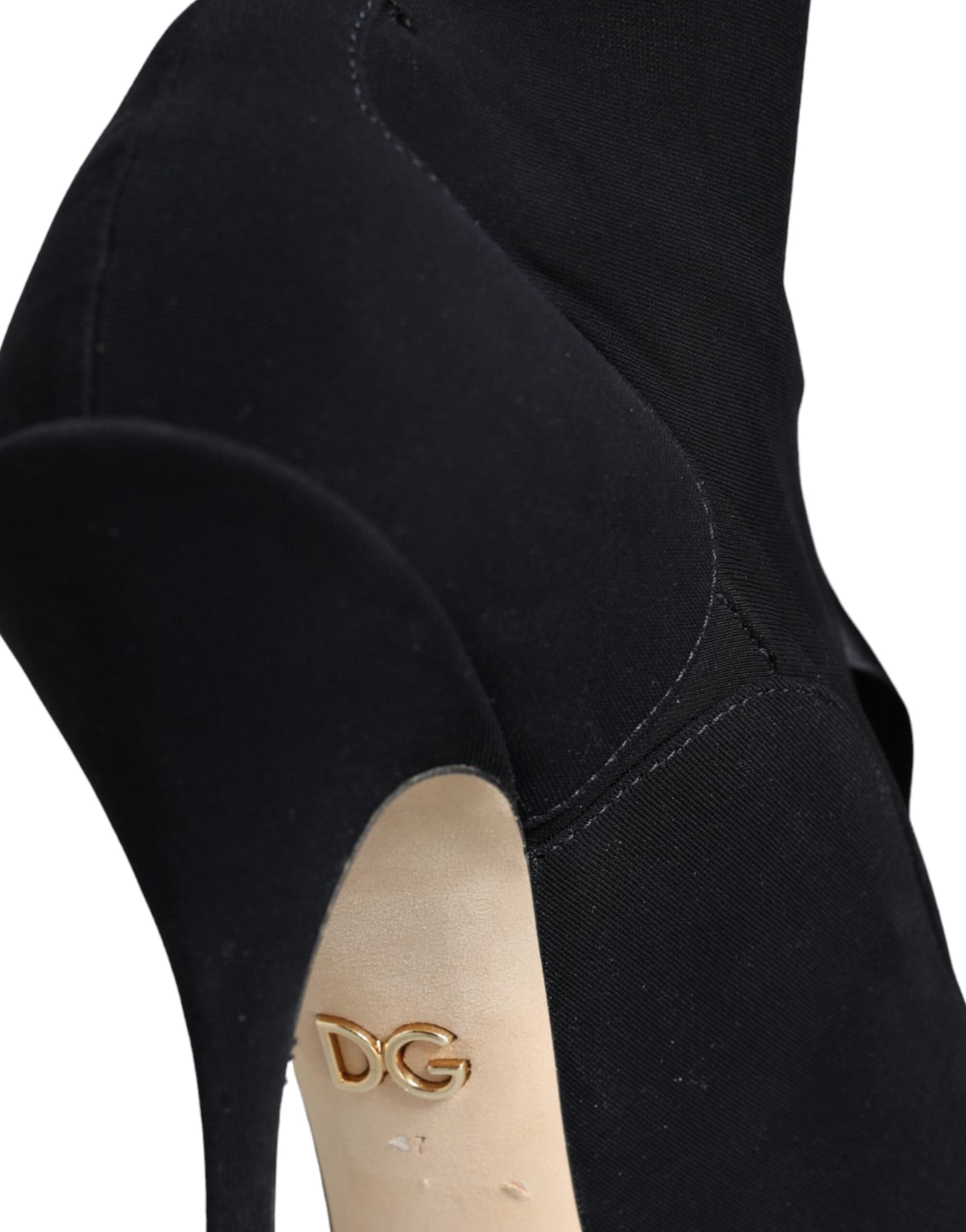 Dolce & Gabbana Black Stiletto Heels Mid Calf Boots Shoes - 7