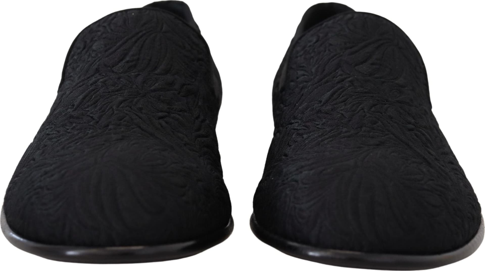 Dolce & Gabbana Black Floral Jacquard Slippers Loafers Shoes - 3
