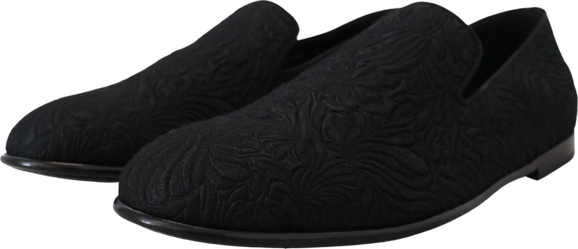 Dolce & Gabbana Black Floral Jacquard Slippers Loafers Shoes - 4