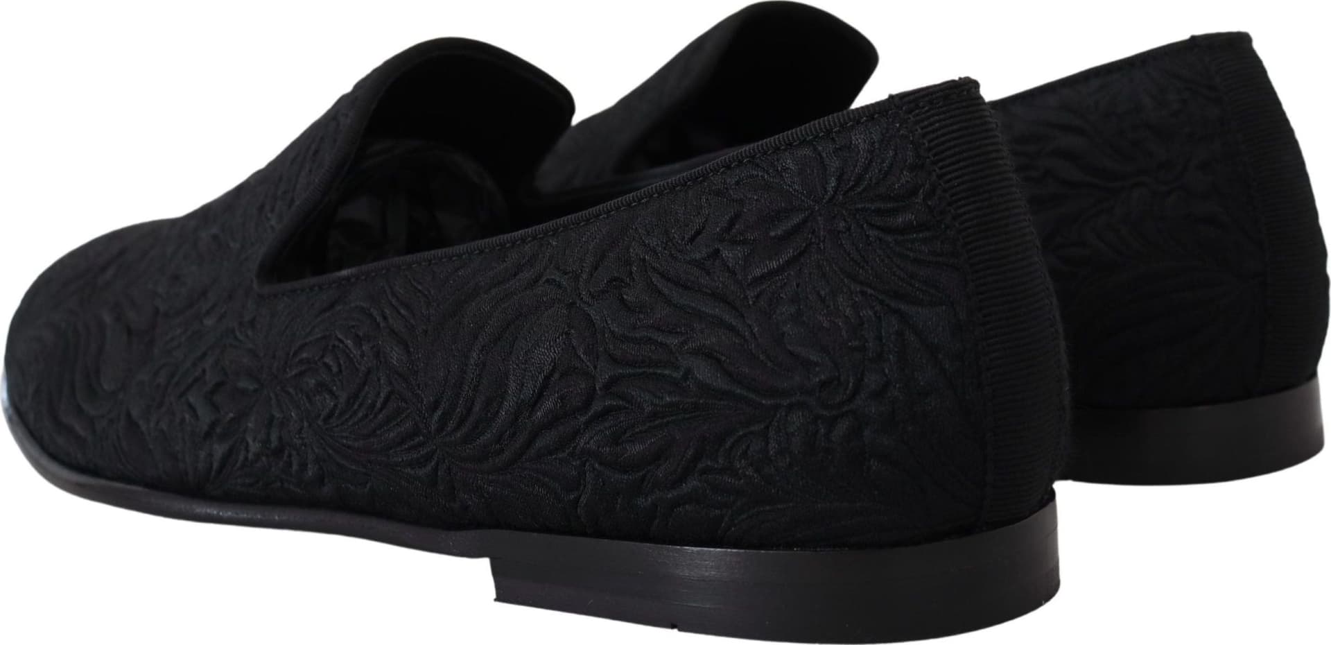 Dolce & Gabbana Black Floral Jacquard Slippers Loafers Shoes - 5