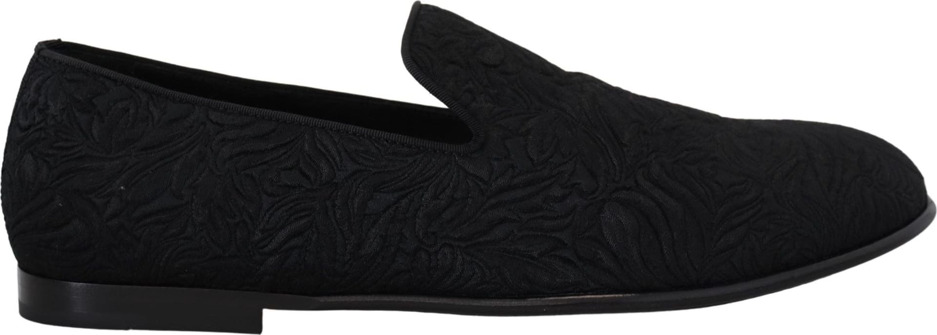 Dolce & Gabbana Black Floral Jacquard Slippers Loafers Shoes - 7