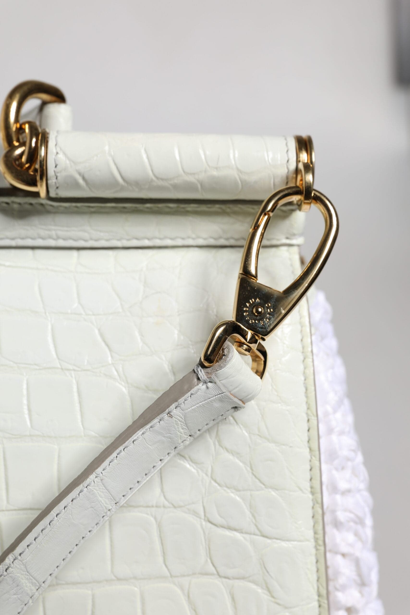 Dolce & Gabbana White Rafia Leather Top Handle Crossbody Bag - 8