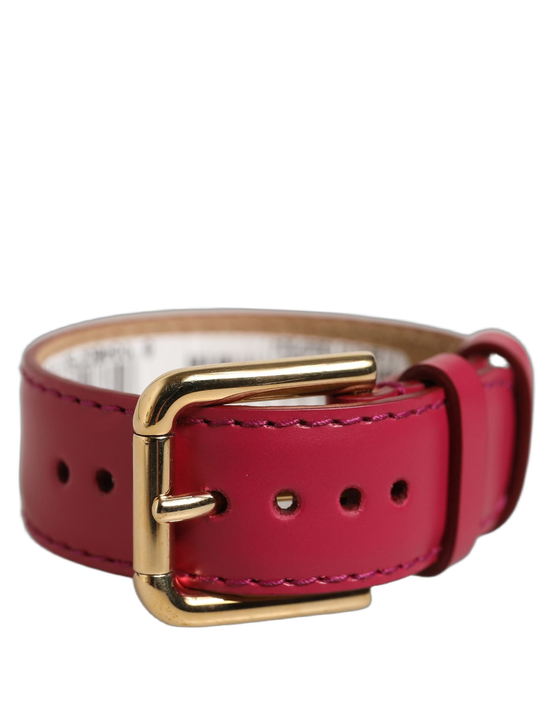 Dolce & Gabbana Red Calfskin Leather Gold Buckle Belt Strap Bracelet - 2
