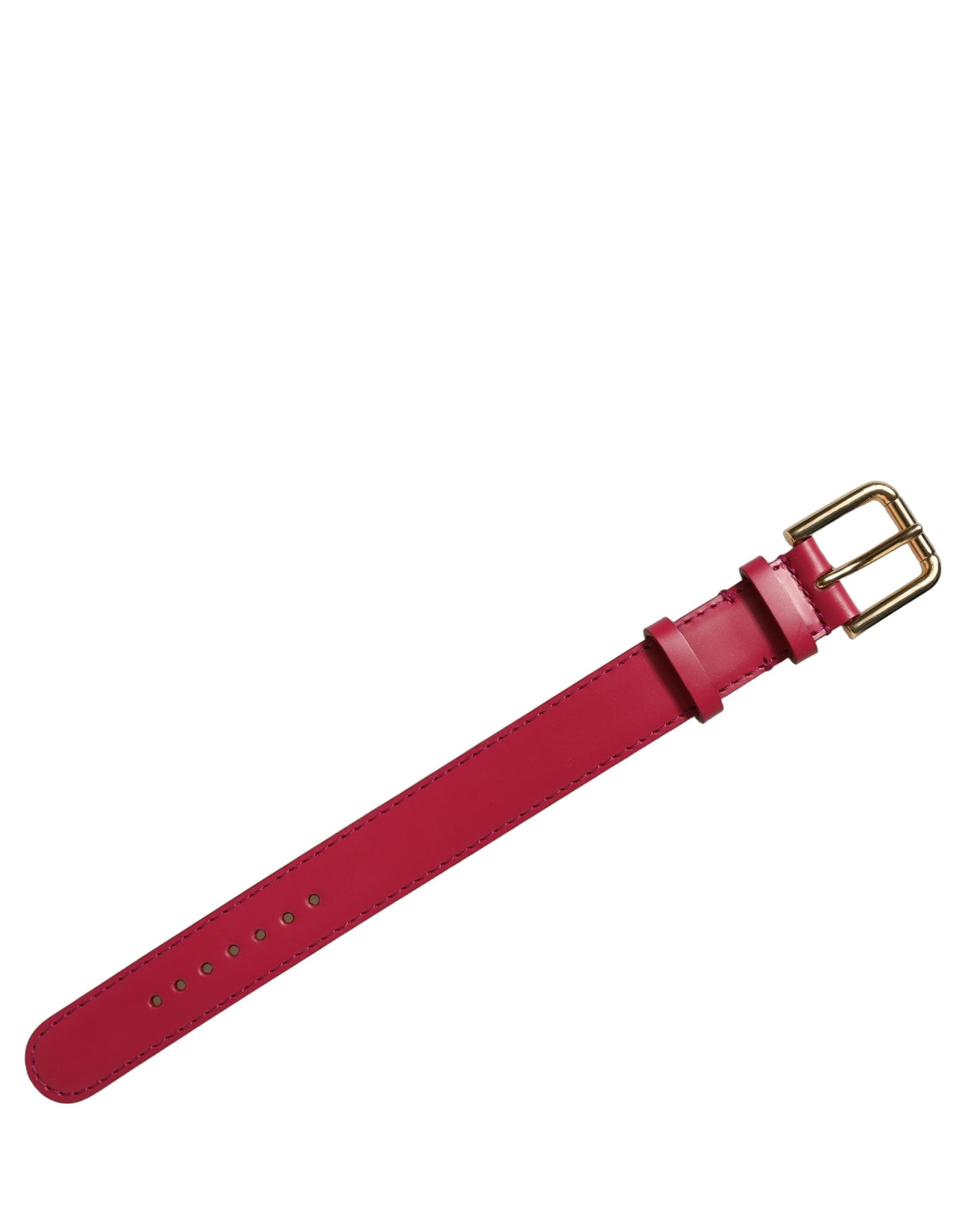 Dolce & Gabbana Red Calfskin Leather Gold Buckle Belt Strap Bracelet - 3
