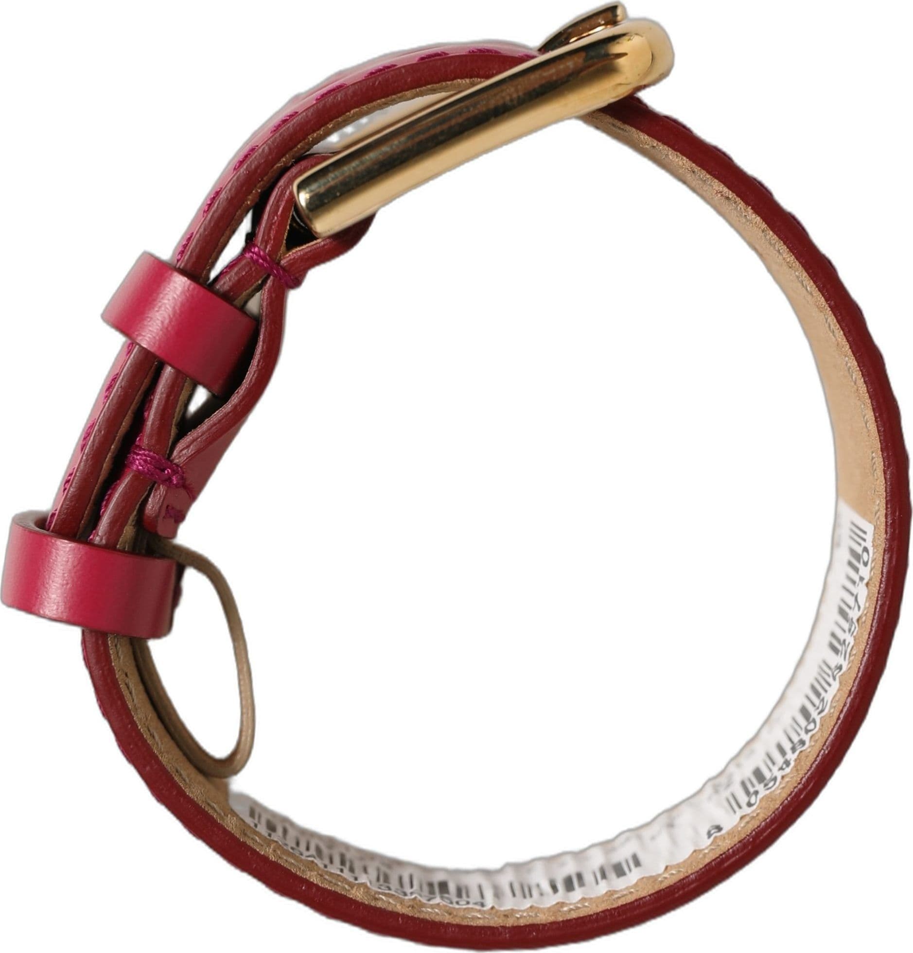 Dolce & Gabbana Red Calfskin Leather Gold Buckle Belt Strap Bracelet - 7