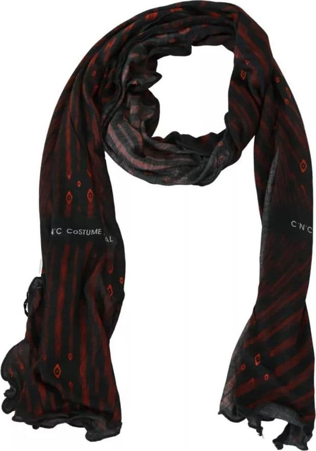 Dolce & Gabbana Black Red Viscose Foulard Branded Scarf - 3