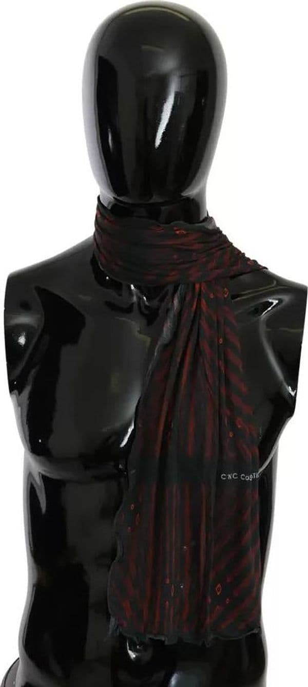 Dolce & Gabbana Black Red Viscose Foulard Branded Scarf - 3