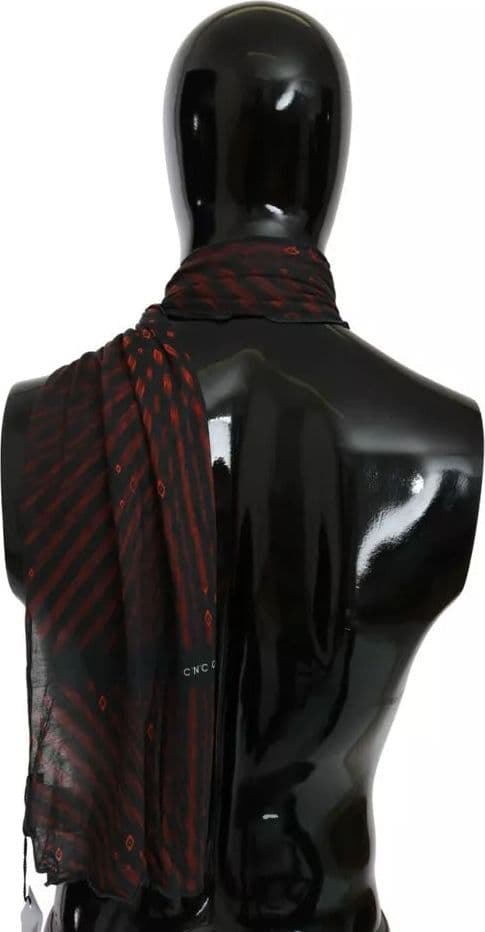 Dolce & Gabbana Black Red Viscose Foulard Branded Scarf - 4