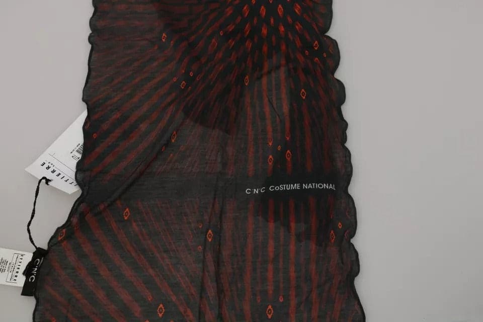 Dolce & Gabbana Black Red Viscose Foulard Branded Scarf - 5