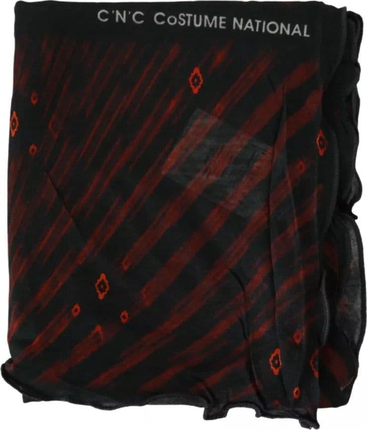 Dolce & Gabbana Black Red Viscose Foulard Branded Scarf - 6