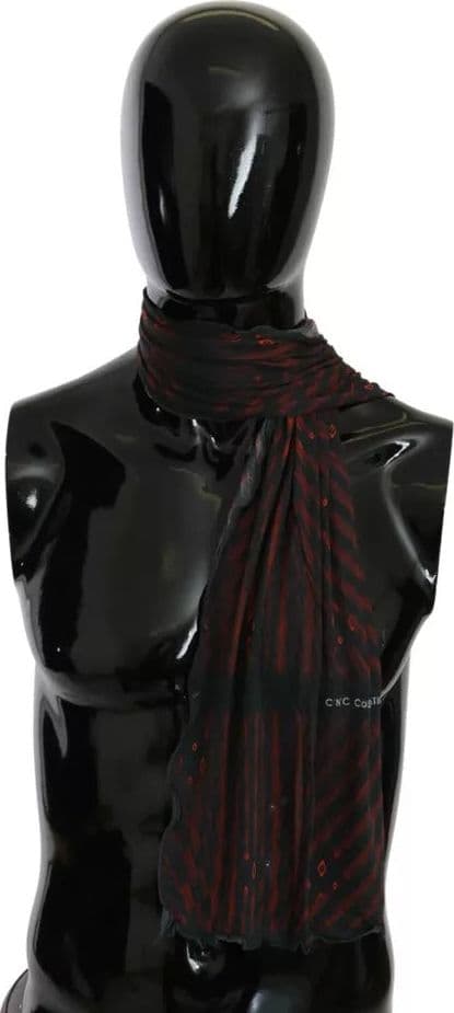 Dolce & Gabbana Black Red Viscose Foulard Branded Scarf - 7