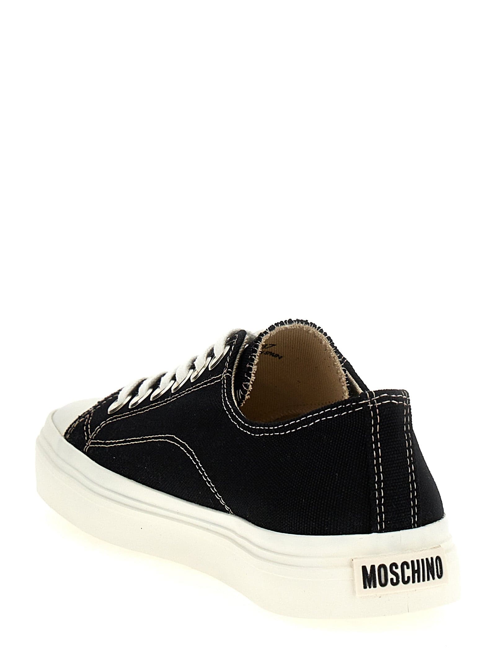 Moschino Black Cotton Low Top Sneakers - 3