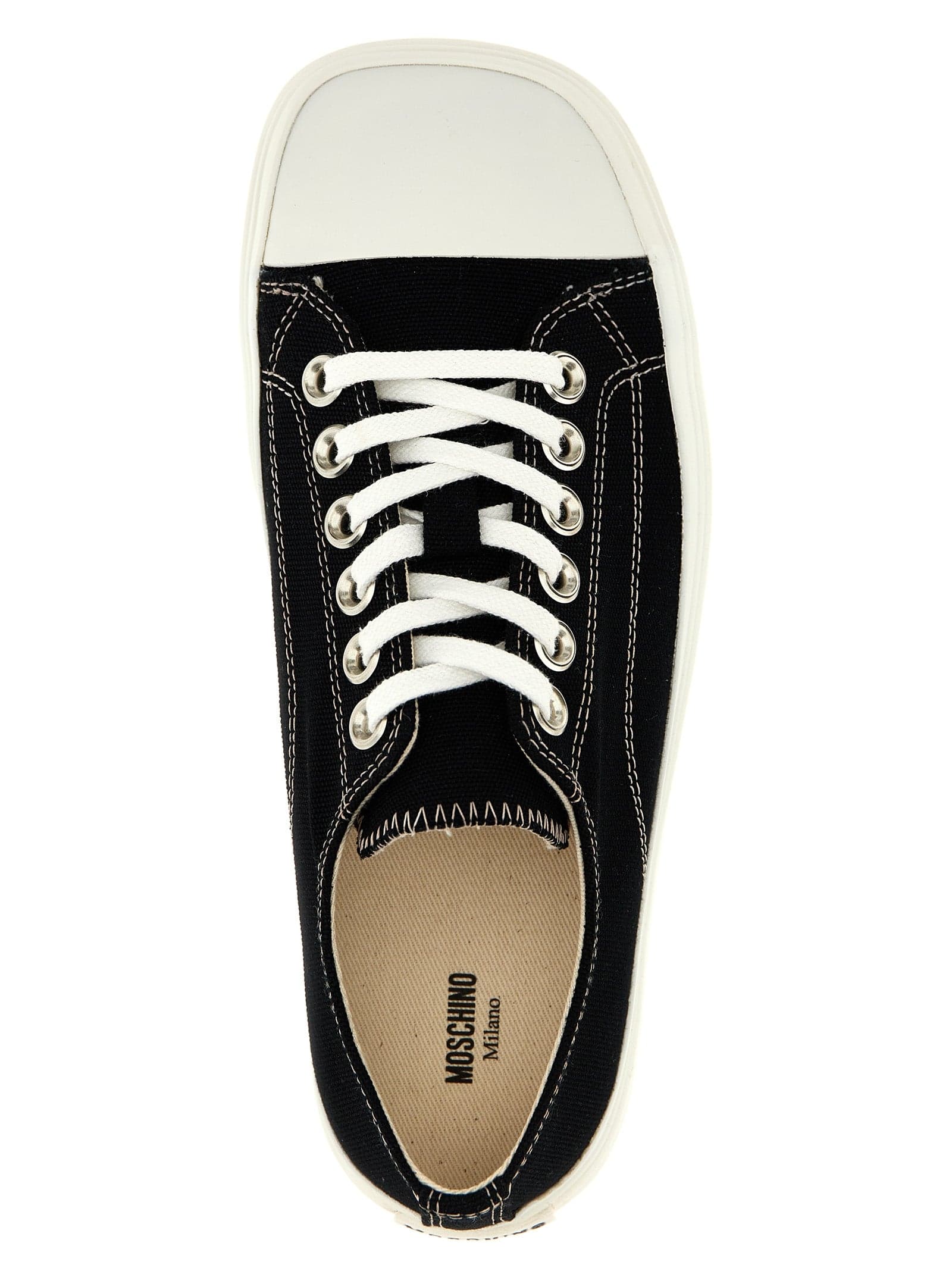 Moschino Black Cotton Low Top Sneakers - 4