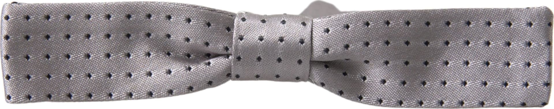 Dolce & Gabbana Gray Dotted Silk Adjustable Men Neck Papillon Bow Tie - 3