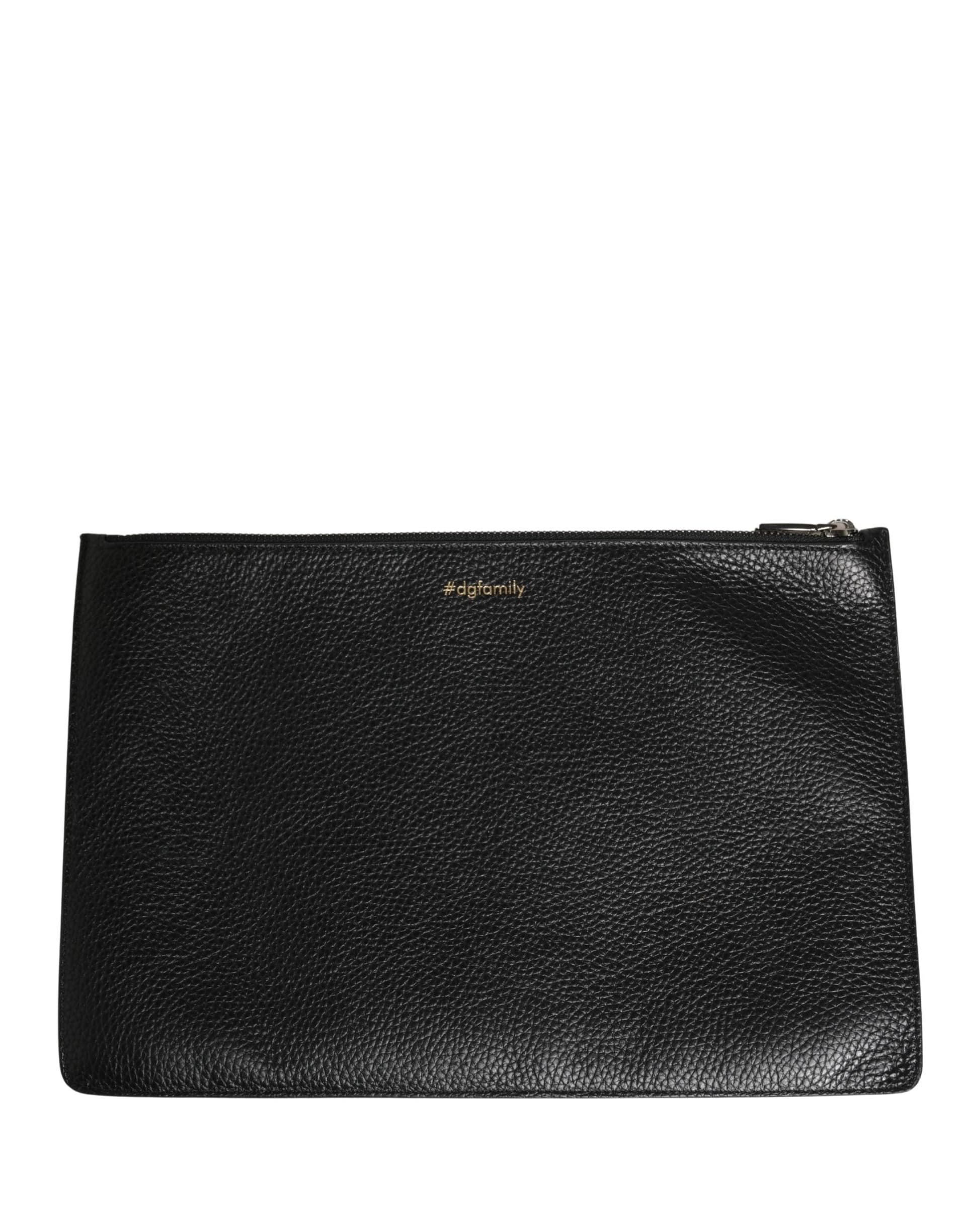 Dolce & Gabbana Black #DGFamily Embellished Leather Clutch Borse Bag - 6