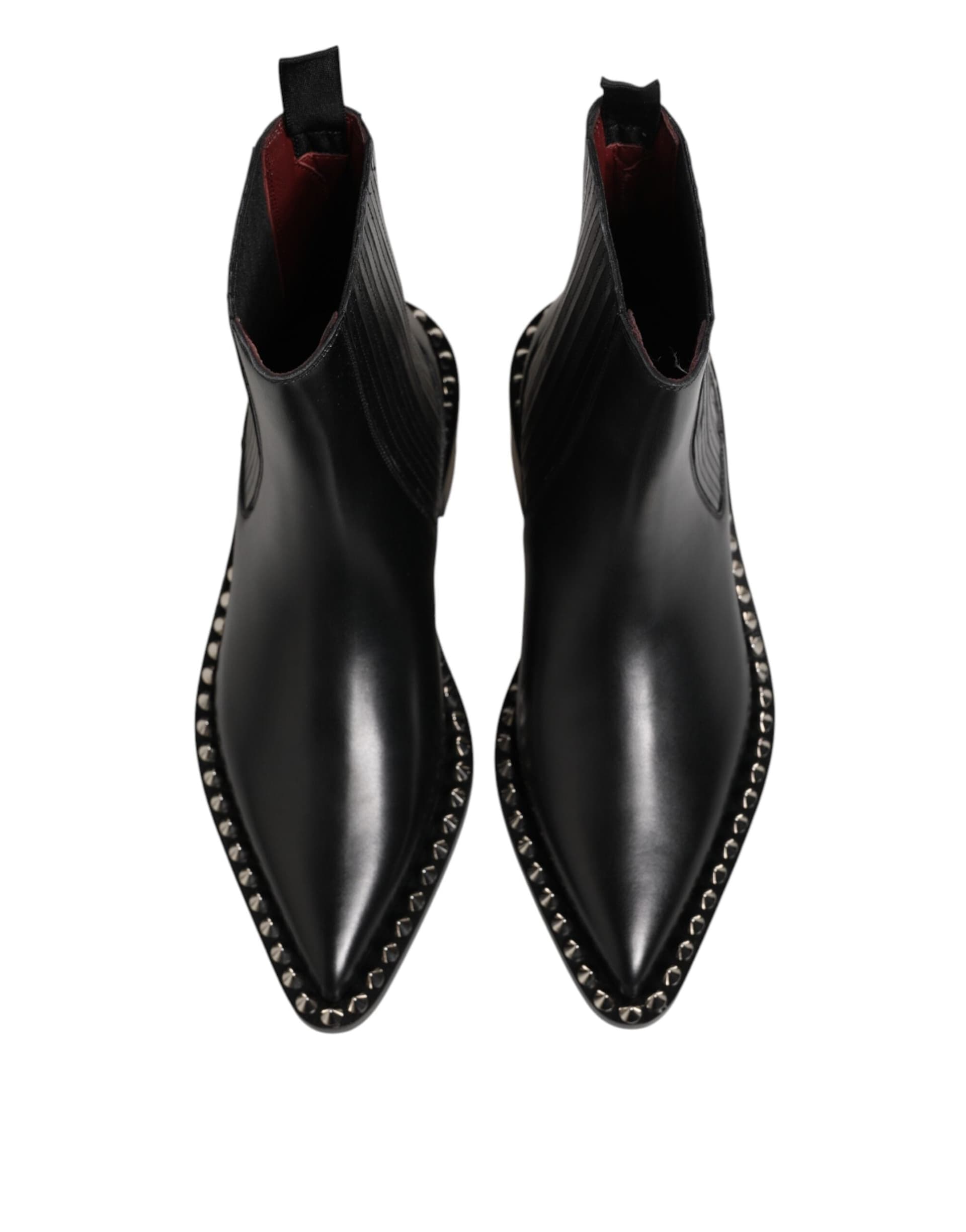 Dolce & Gabbana Black Studded Chelsea Short Ankle Boots Shoes - 2