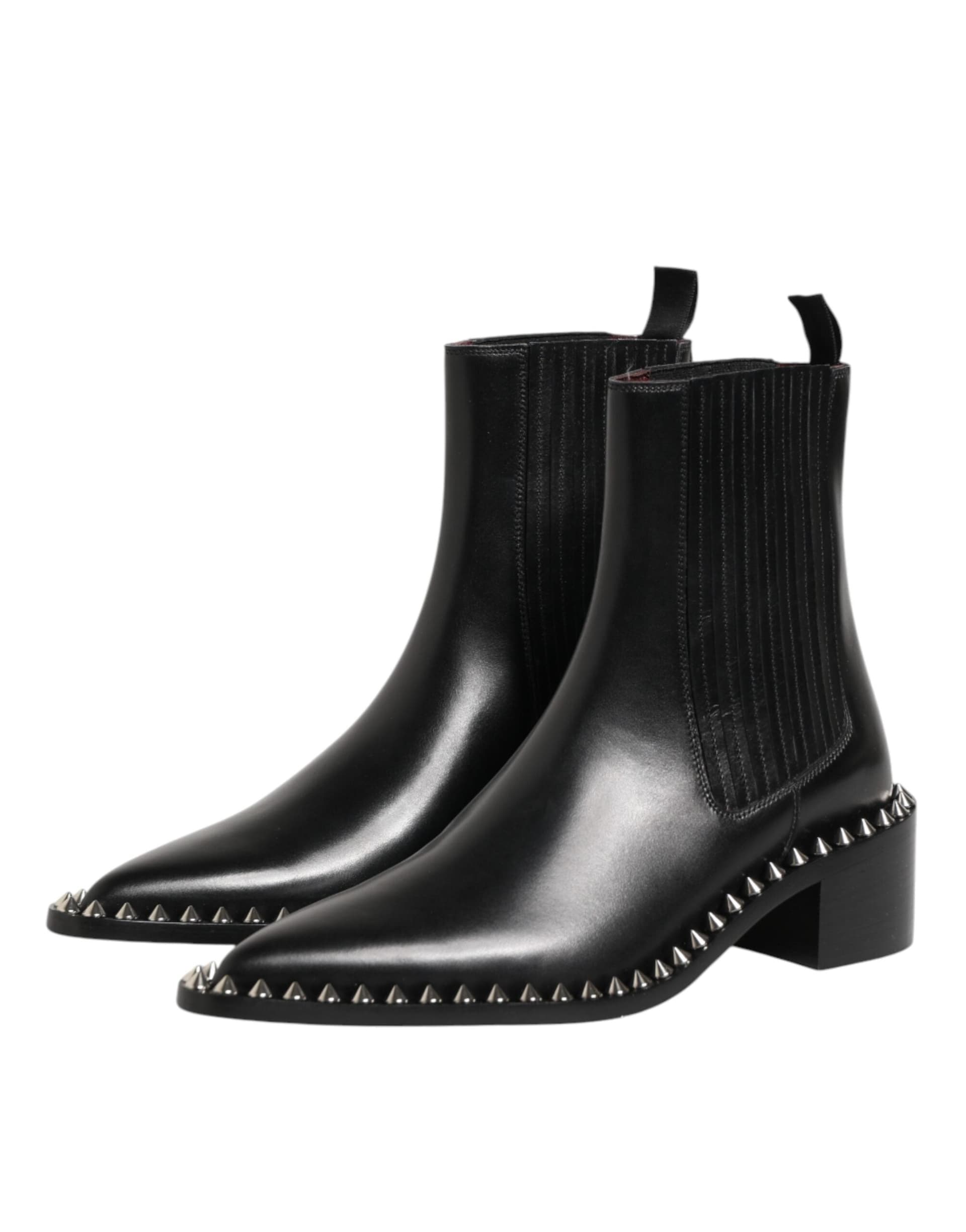 Dolce & Gabbana Black Studded Chelsea Short Ankle Boots Shoes - 3