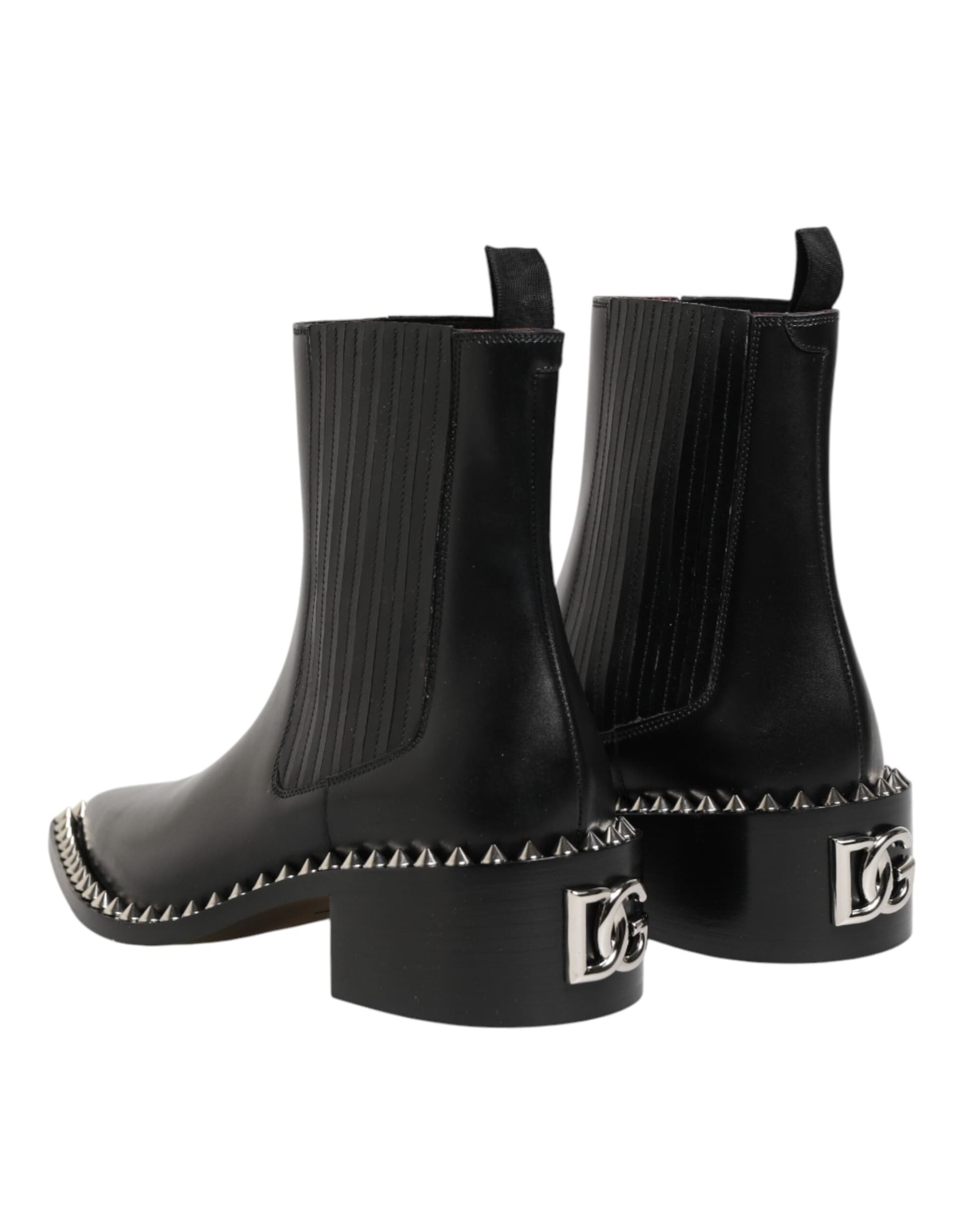 Dolce & Gabbana Black Studded Chelsea Short Ankle Boots Shoes - 4