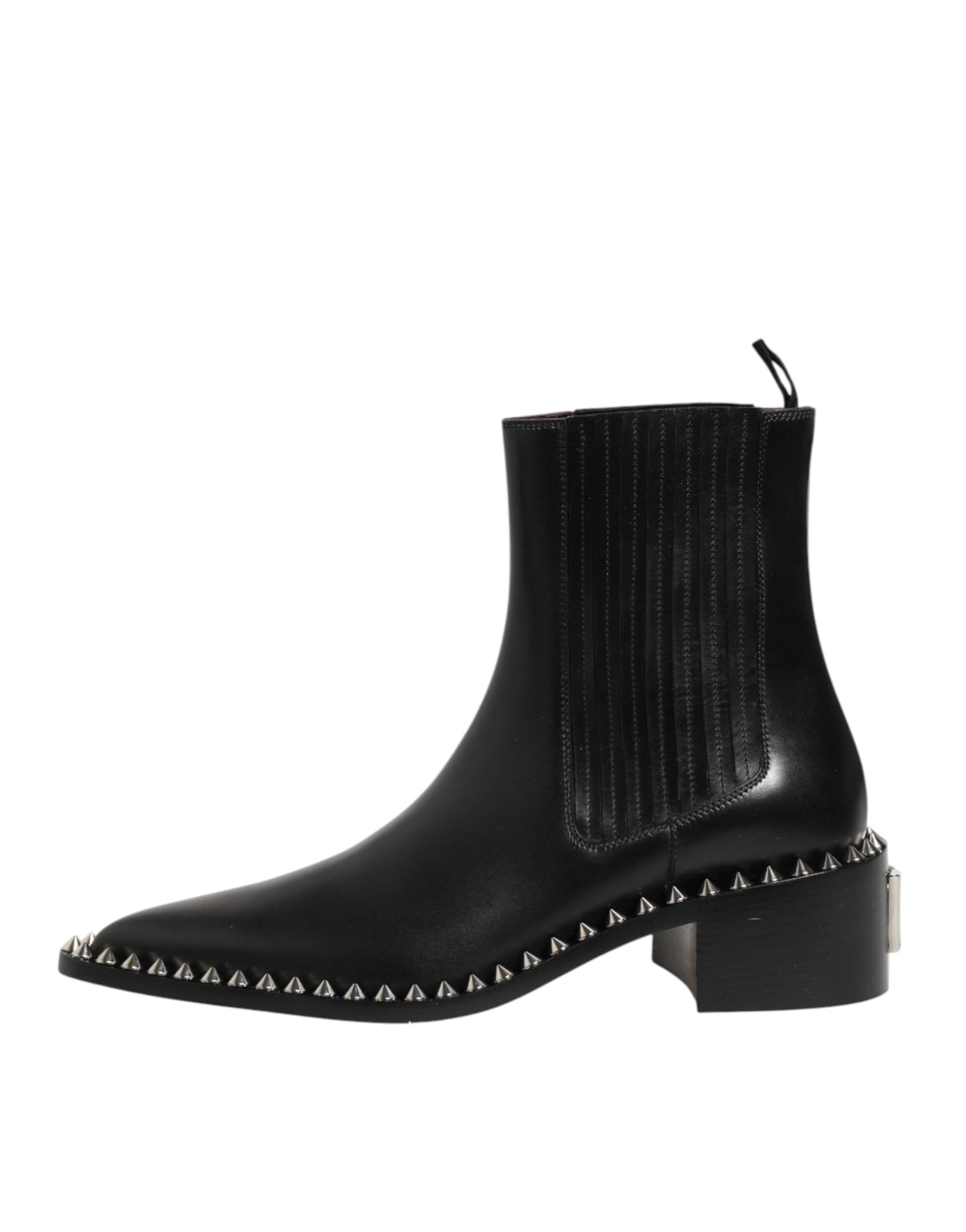 Dolce & Gabbana Black Studded Chelsea Short Ankle Boots Shoes - 5