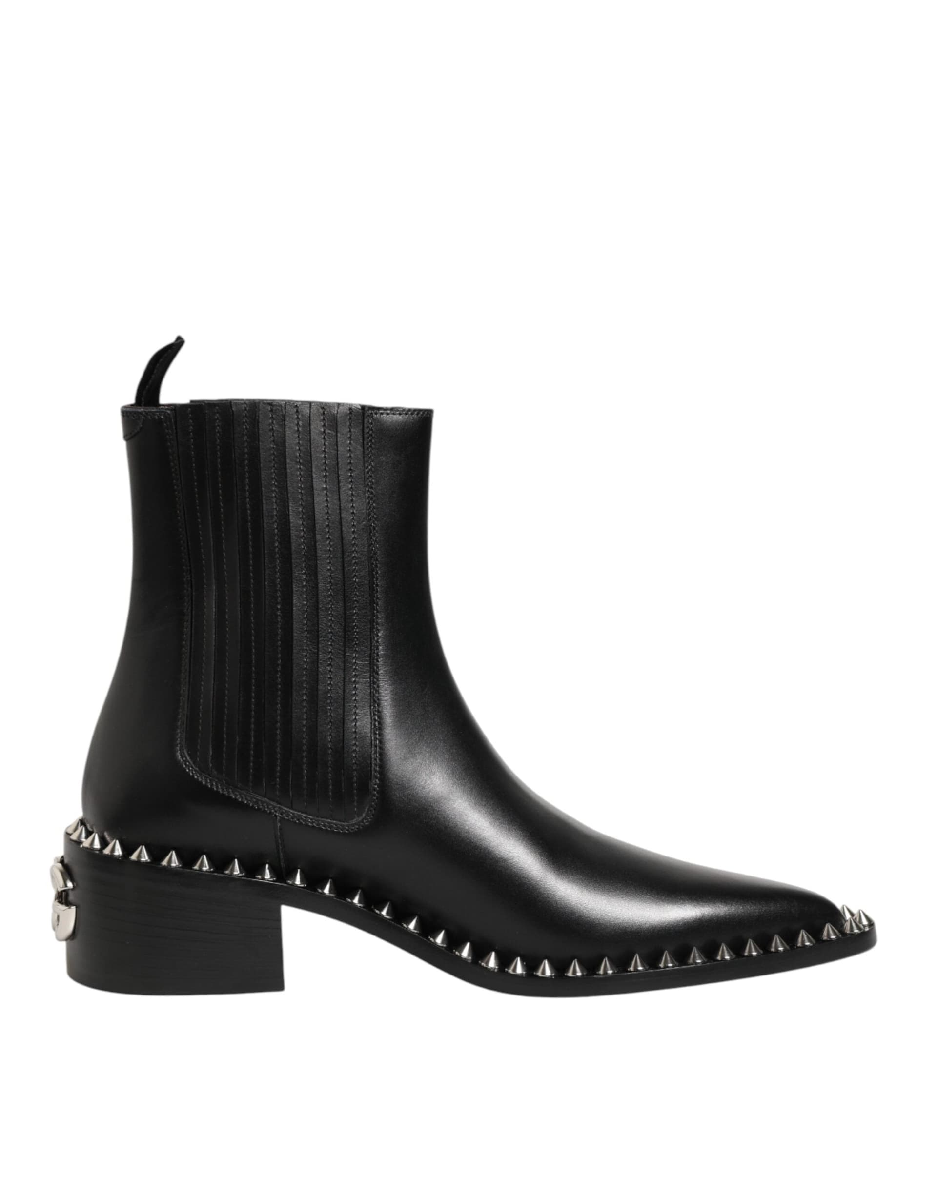 Dolce & Gabbana Black Studded Chelsea Short Ankle Boots Shoes - 7