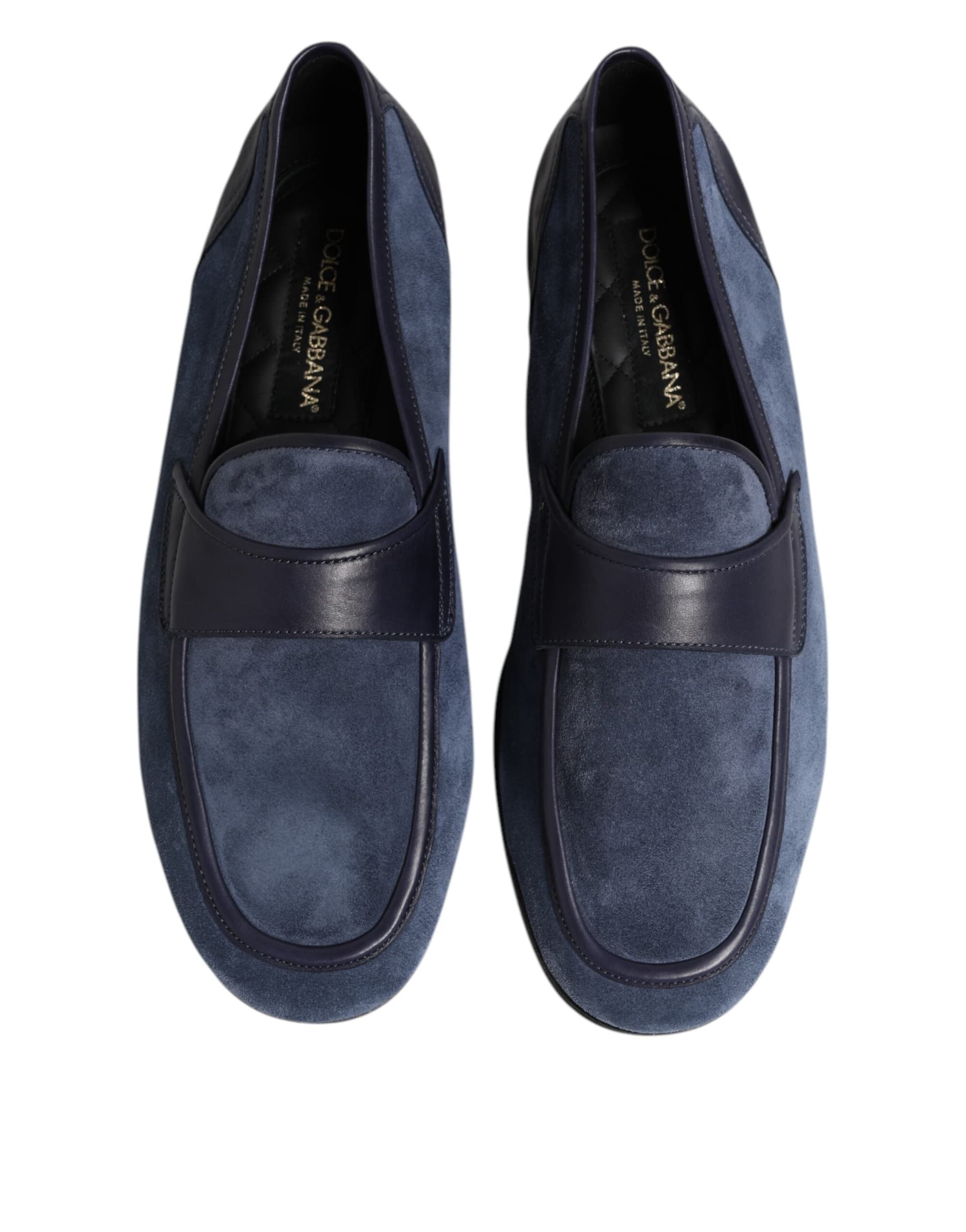 Dolce & Gabbana Blue Suede Leather Loafers Moccasin Shoes - 2