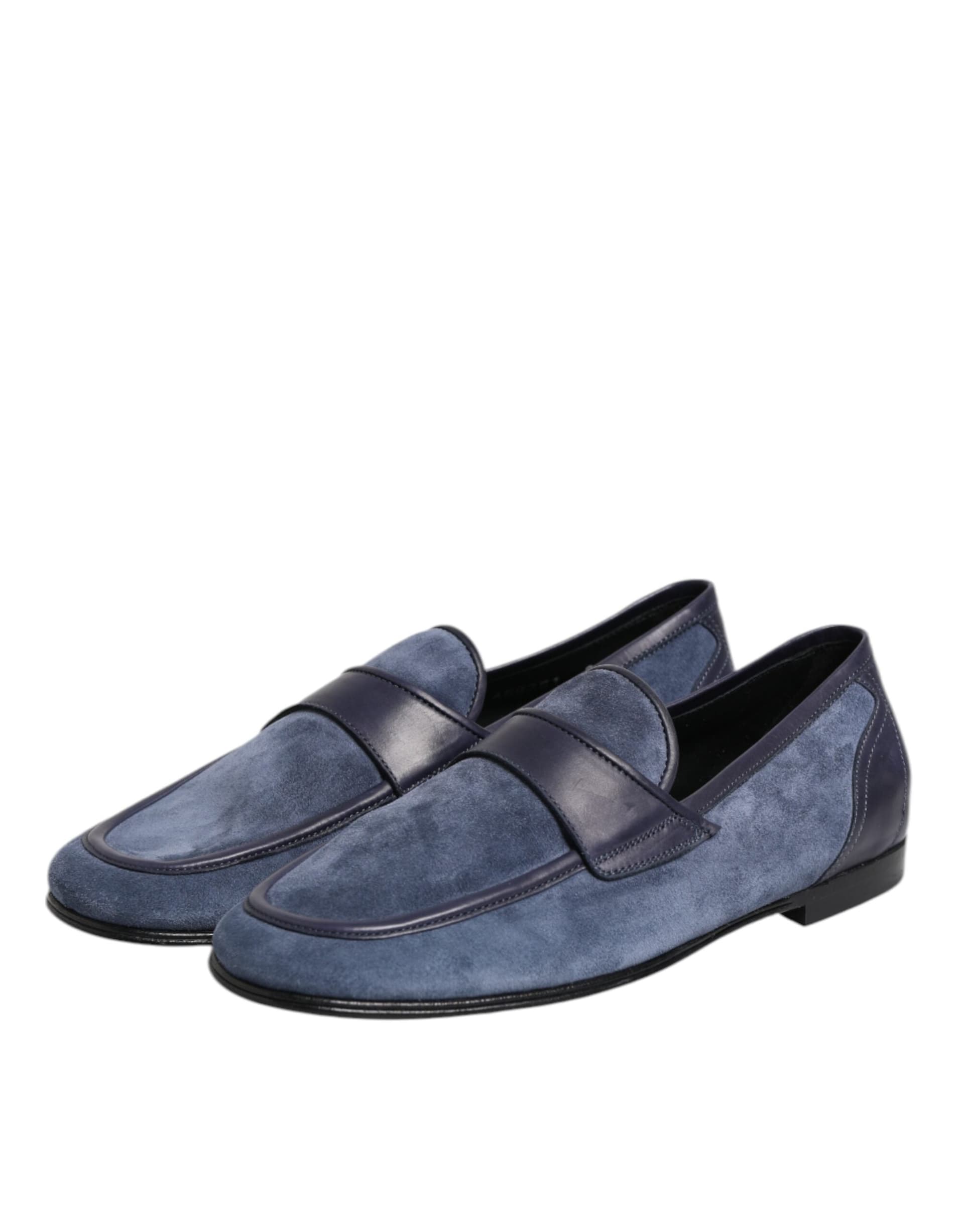 Dolce & Gabbana Blue Suede Leather Loafers Moccasin Shoes - 3