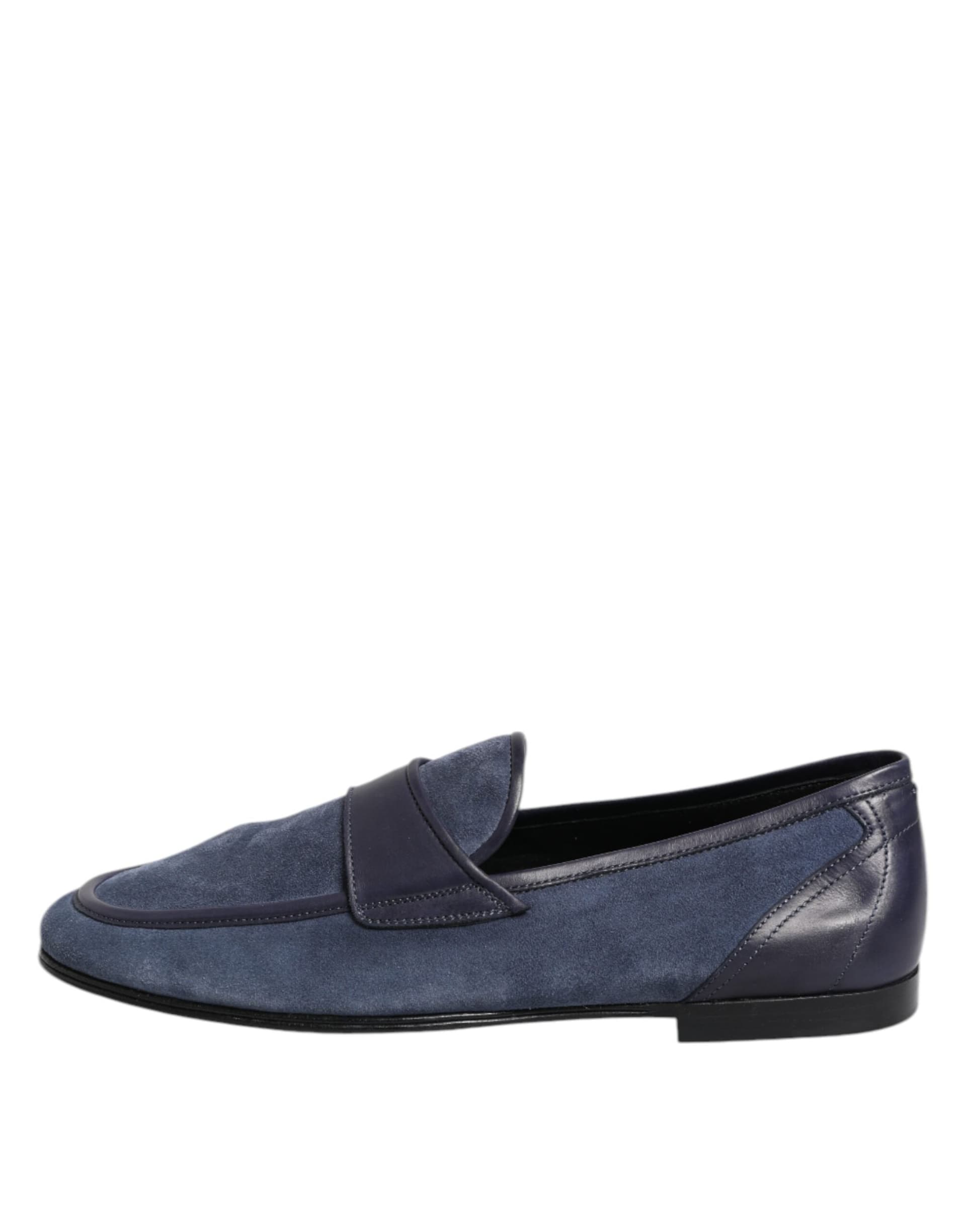 Dolce & Gabbana Blue Suede Leather Loafers Moccasin Shoes - 5