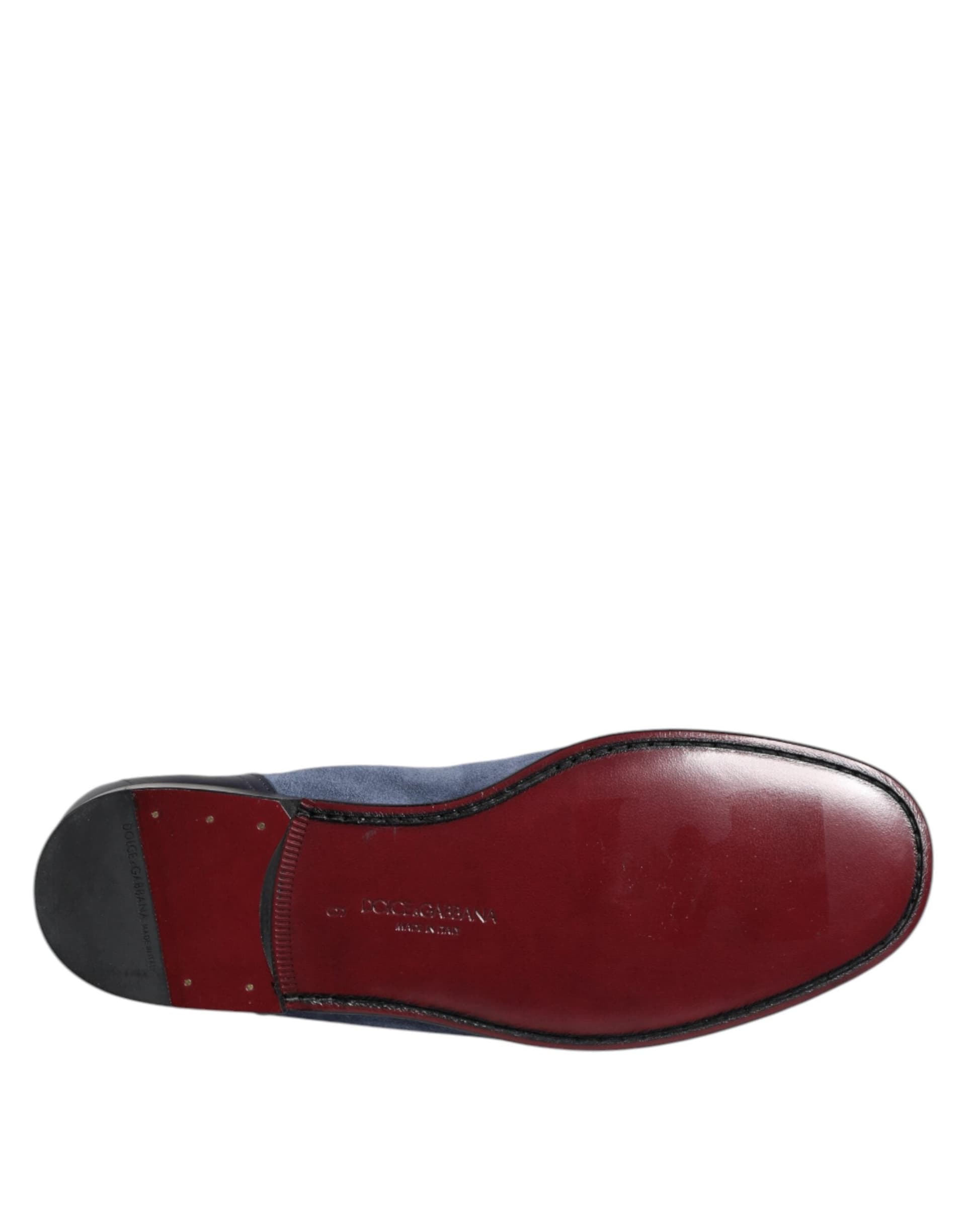 Dolce & Gabbana Blue Suede Leather Loafers Moccasin Shoes - 8