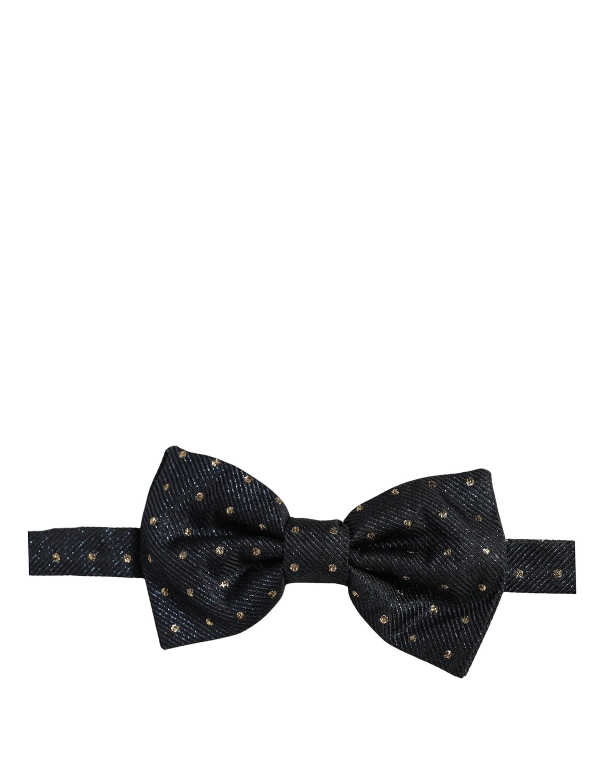 Dolce & Gabbana Men Black Polka Dot Silk Adjustable Neck Papillon Bow Tie - 2