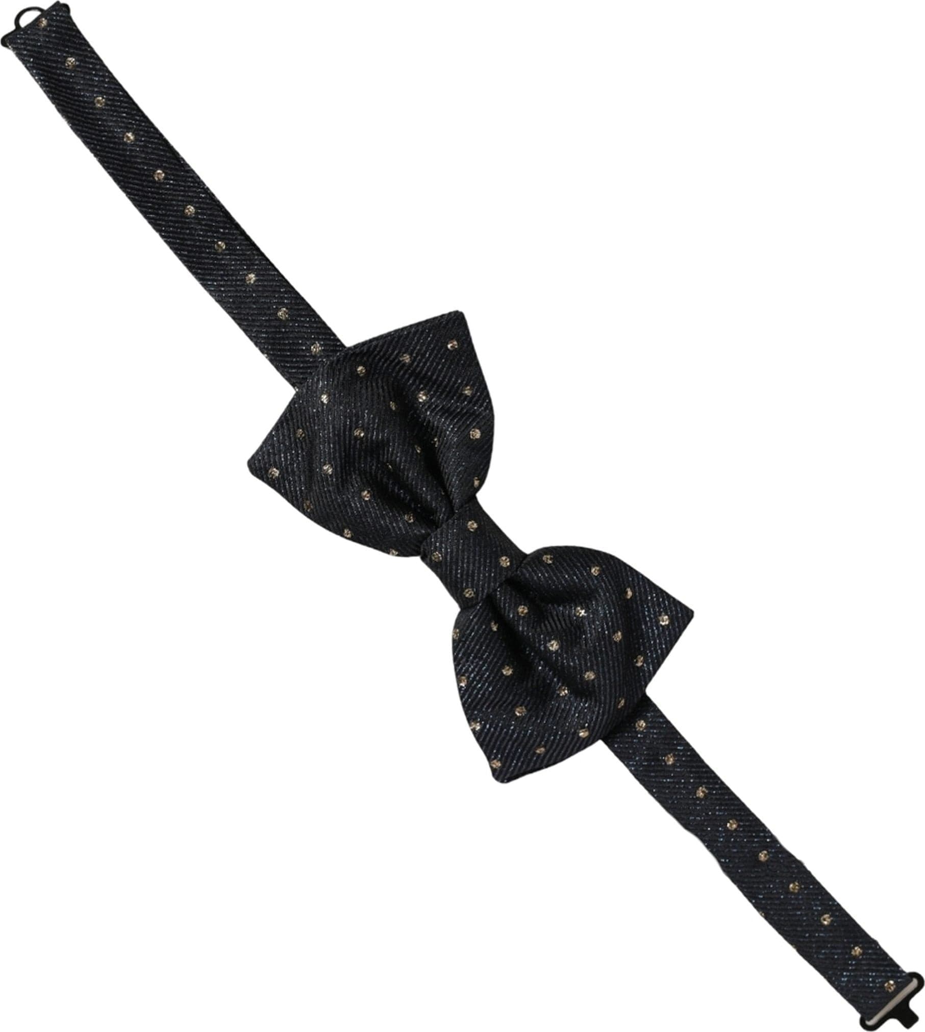 Dolce & Gabbana Men Black Polka Dot Silk Adjustable Neck Papillon Bow Tie - 4