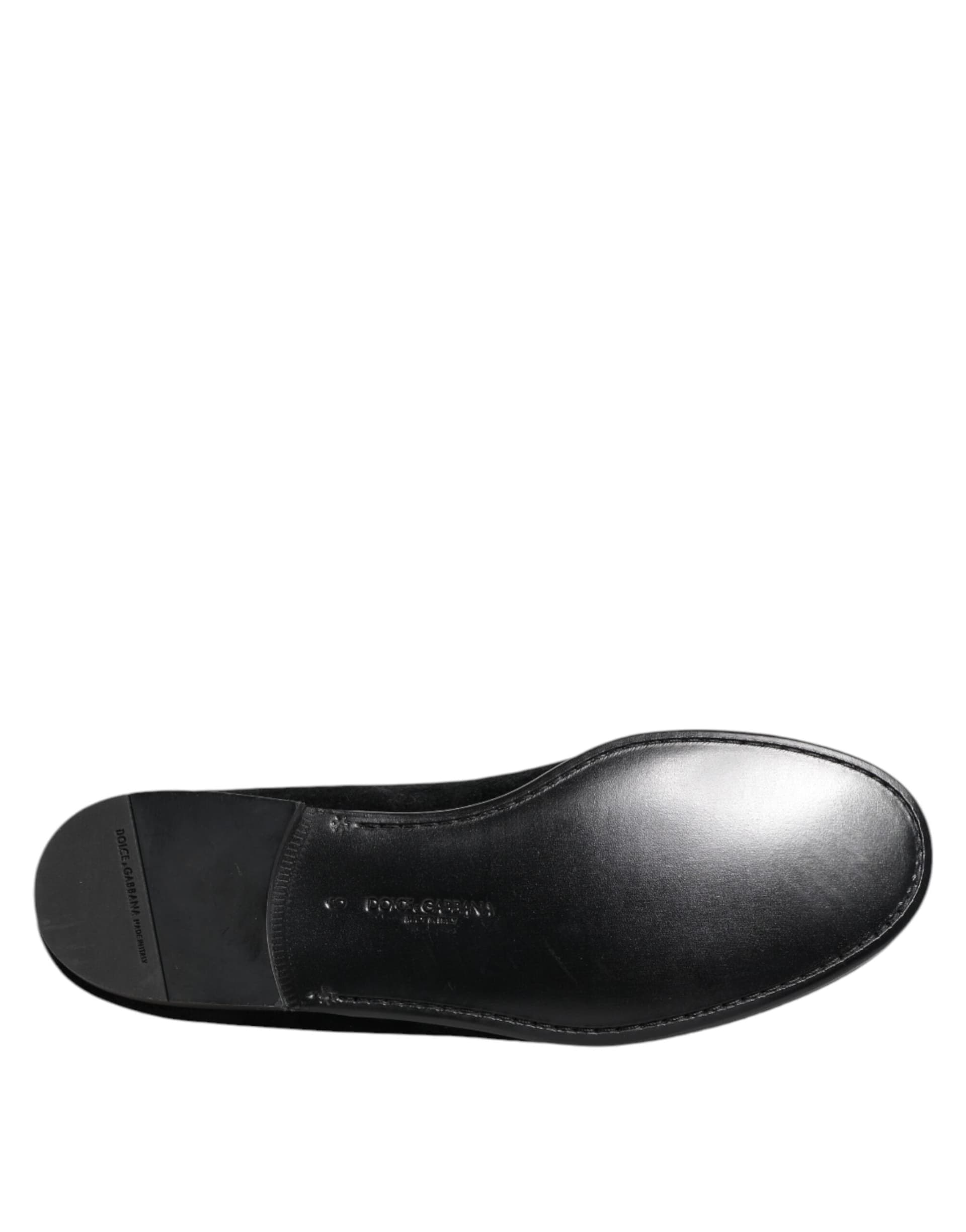 Dolce & Gabbana Black Jacquard Loafers Formal Men Dress Shoes - 8