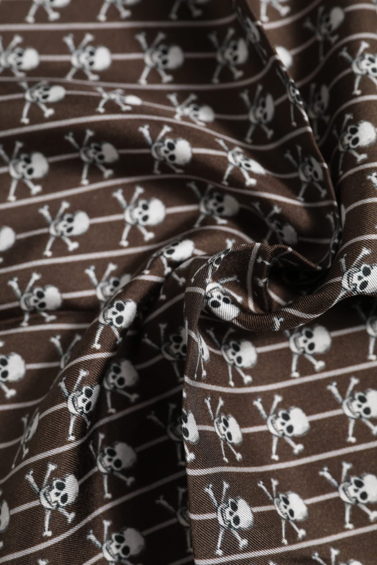 Dolce & Gabbana Brown Skull Silk Square Men Foulard Scarf - 5