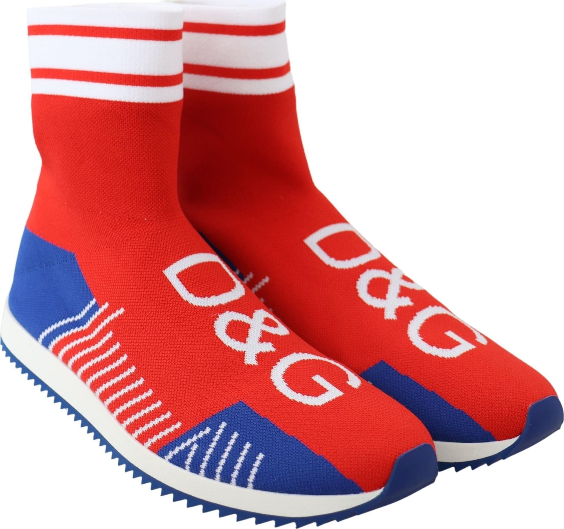 Dolce & Gabbana Blue Red Sorrento Logo Sneakers Socks Shoes - 4