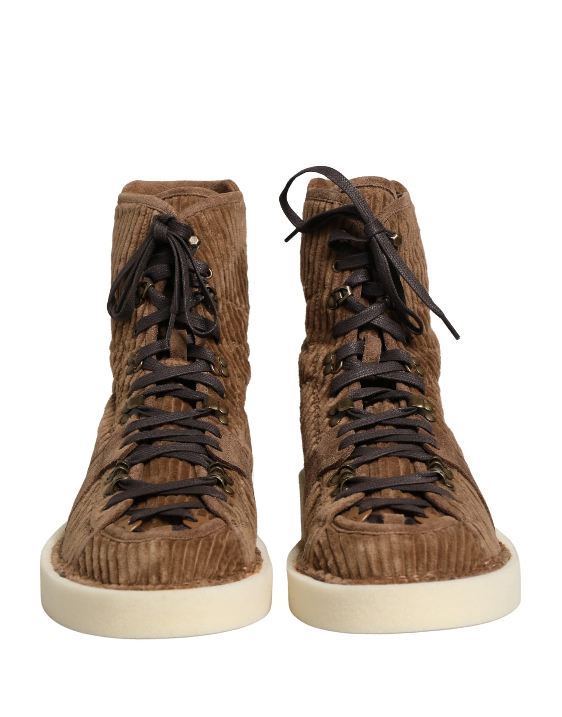 Dolce & Gabbana Brown Corduroy High Top Oxford Boots - 2