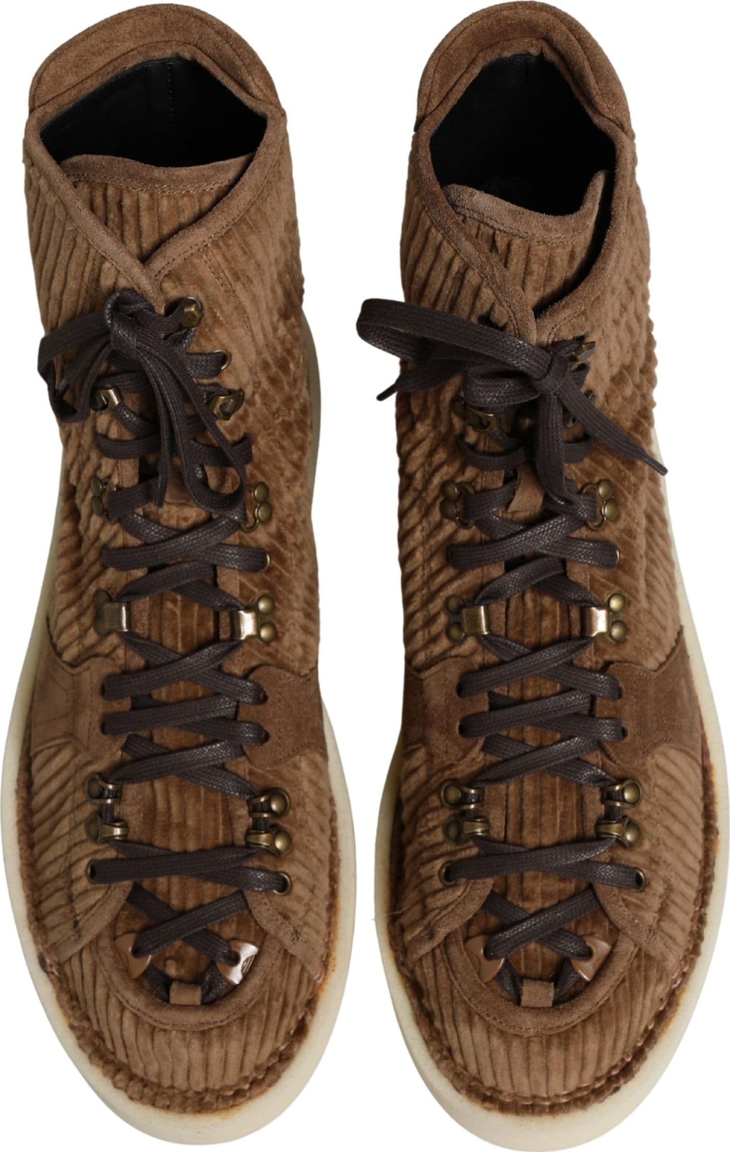 Dolce & Gabbana Brown Corduroy High Top Oxford Boots - 3