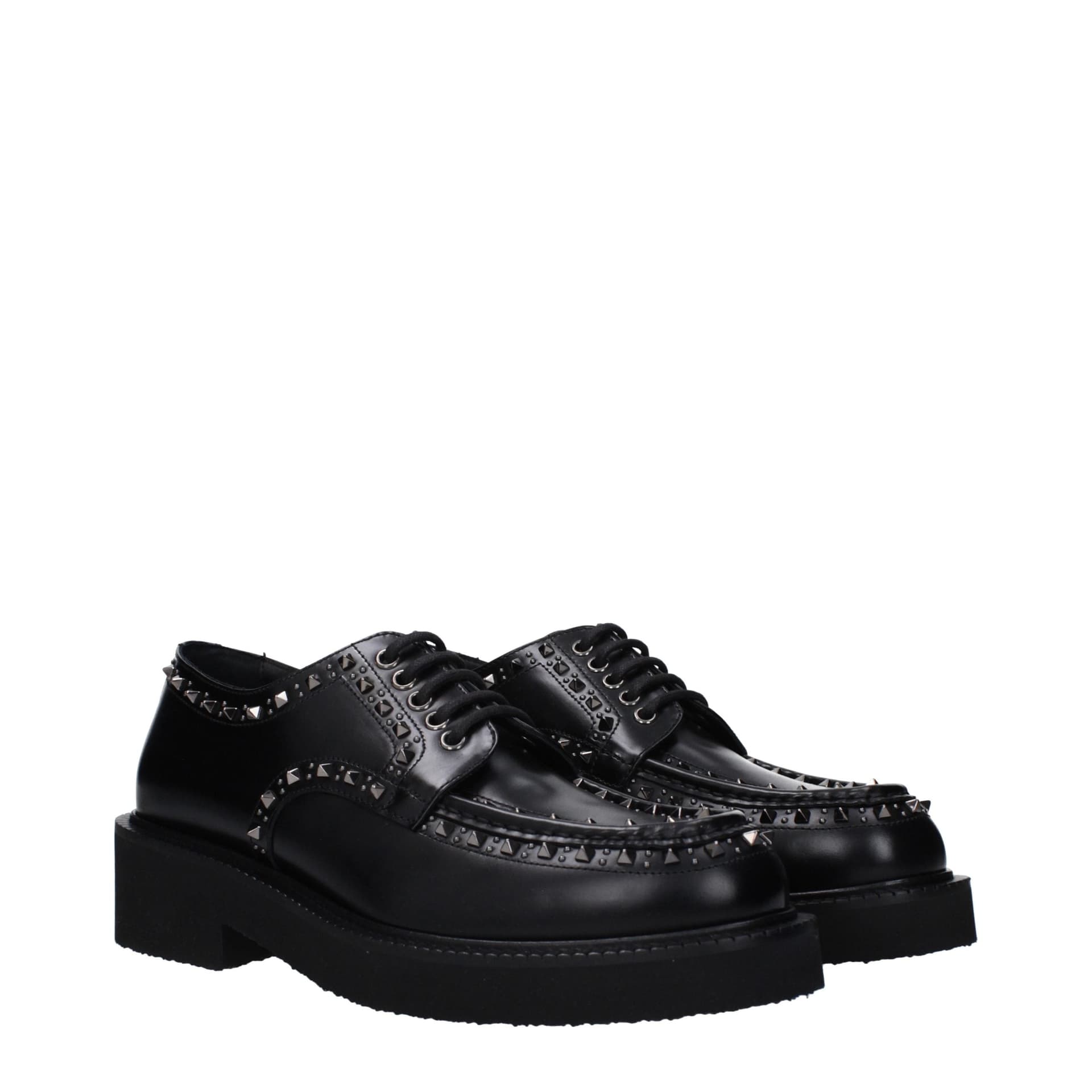 Valentino Garavani Black Leather Oxfords And Derbies - 2