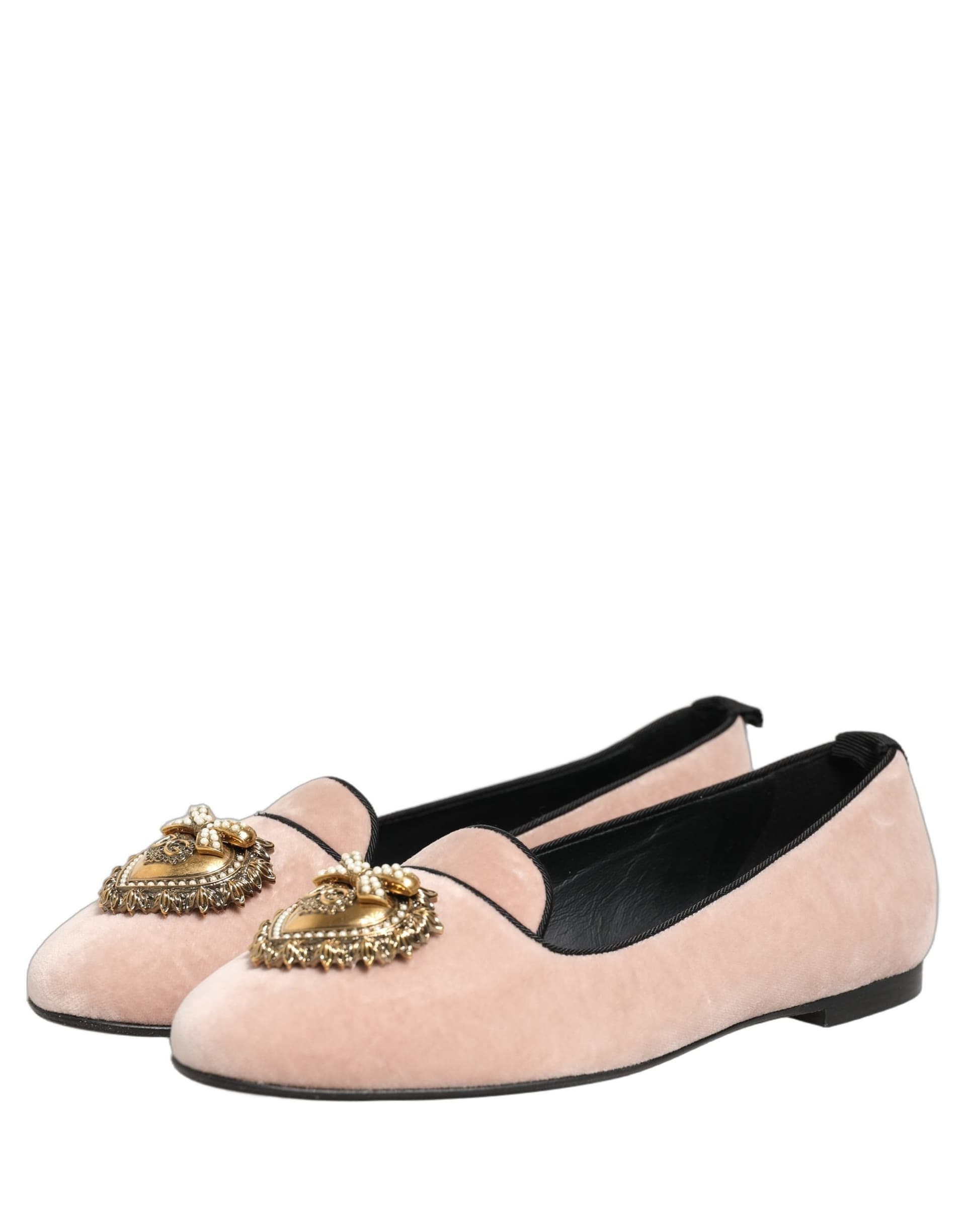 Dolce & Gabbana Pink Velvet Devotion Loafers Flats Shoes - 3