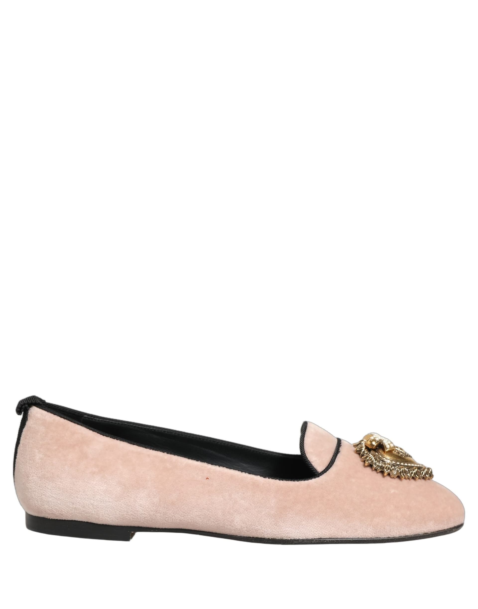 Dolce & Gabbana Pink Velvet Devotion Loafers Flats Shoes - 4
