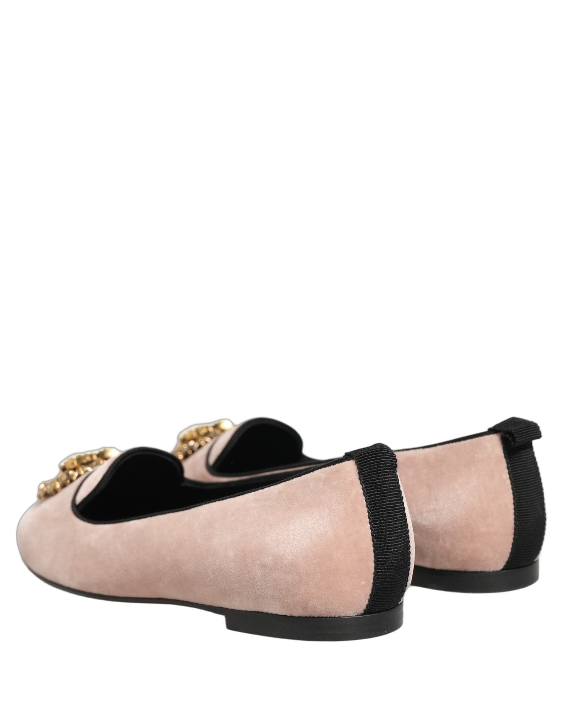 Dolce & Gabbana Pink Velvet Devotion Loafers Flats Shoes - 6