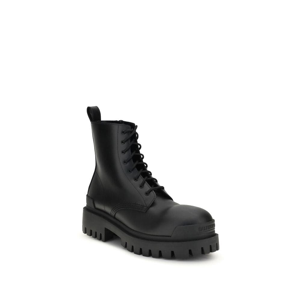 Balenciaga Black Calf Leather Bos Taurus Lace-Up Boots - 2