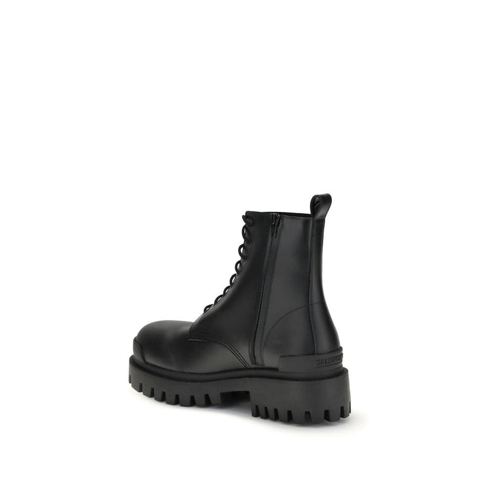Balenciaga Black Calf Leather Bos Taurus Lace-Up Boots - 3